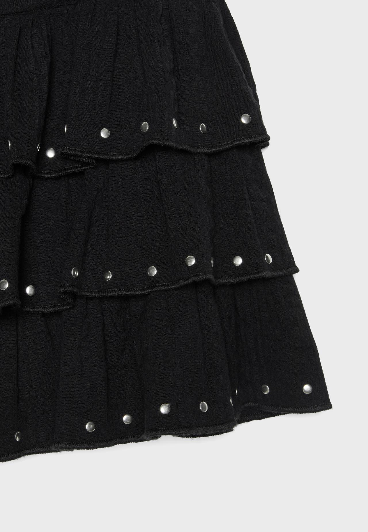 Studded frill skort — Black