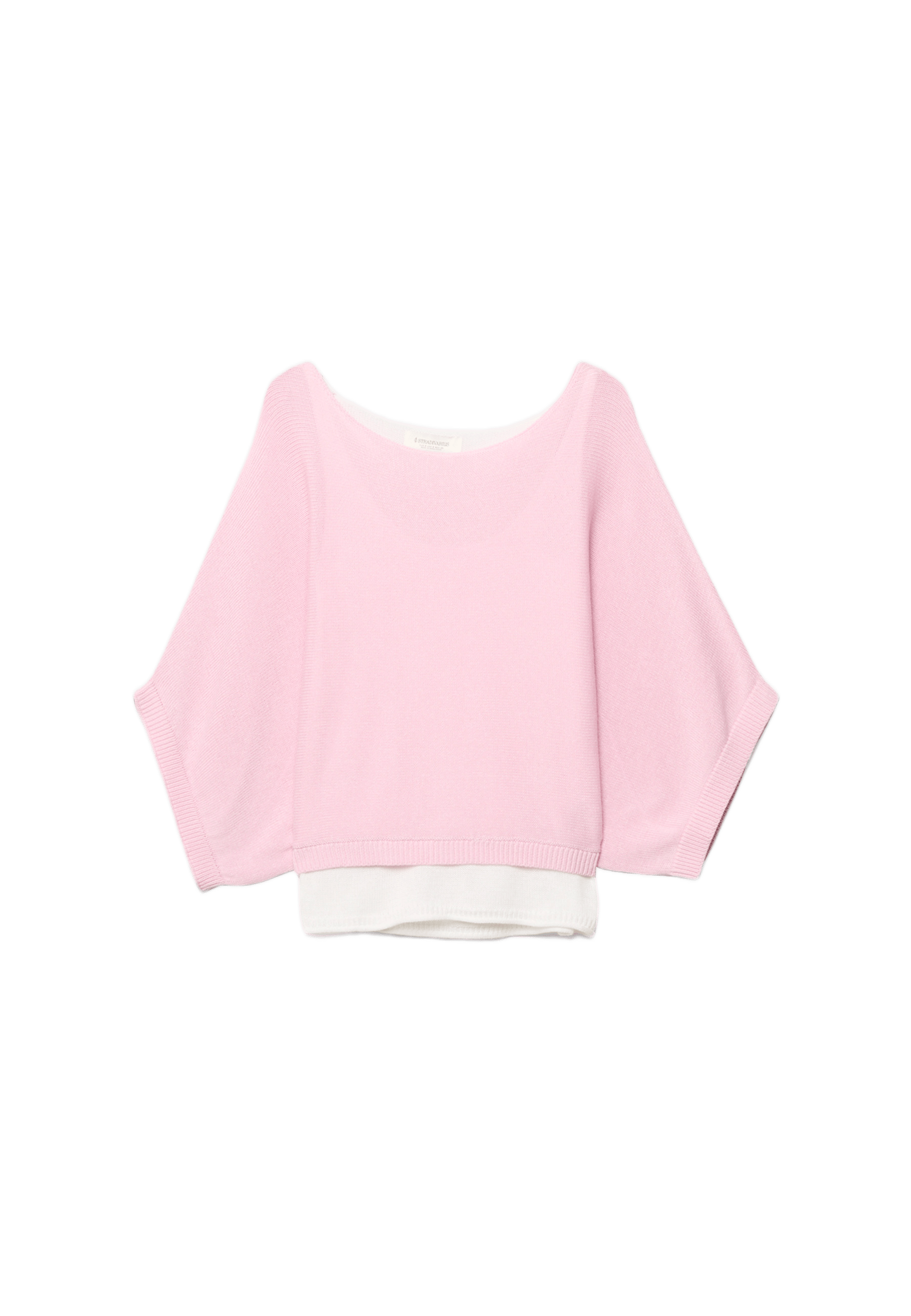 Boat neck knit jumper with overlay — Pastel pink
