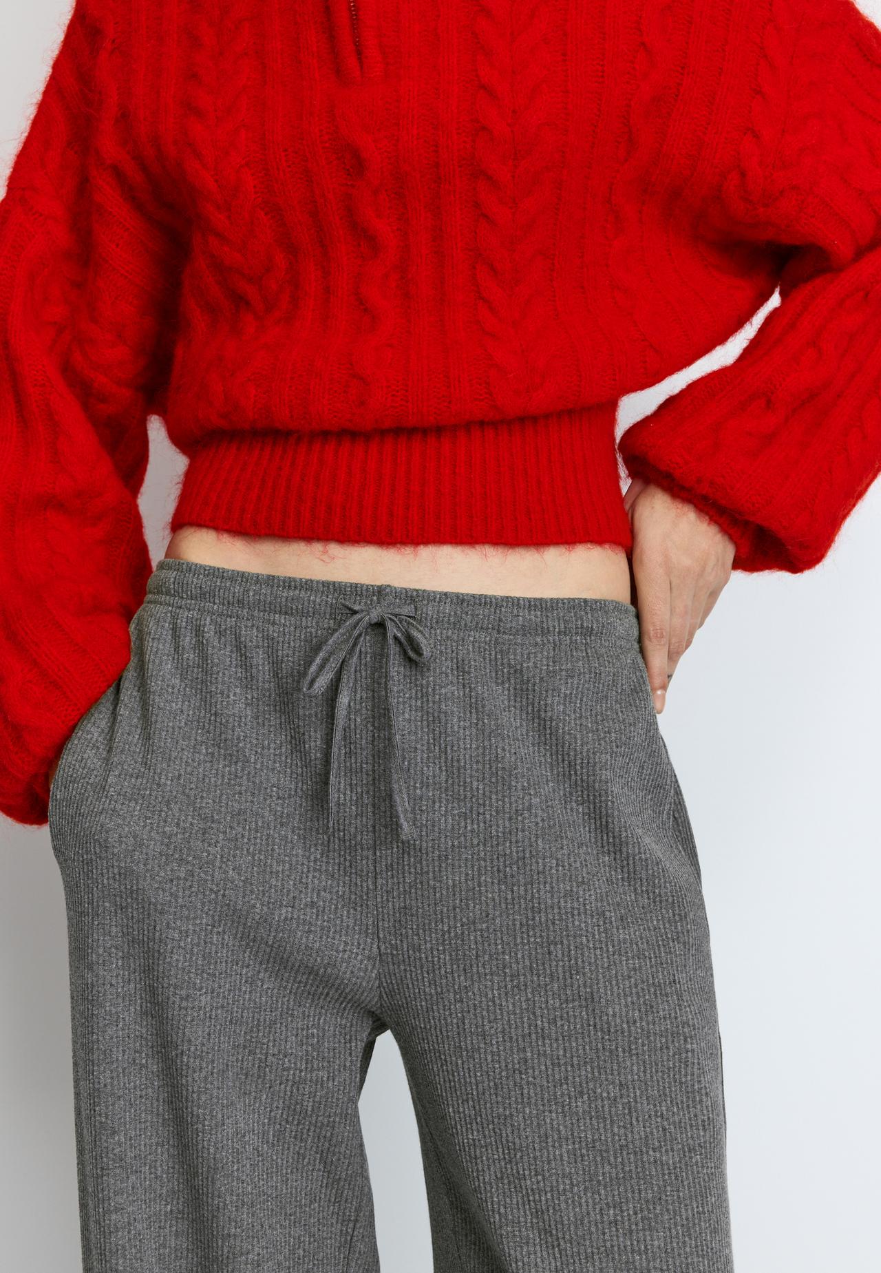 Soft-touch ribbed trousers — Dark grey