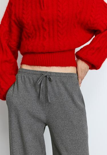 Soft-touch ribbed trousers — Dark grey 4