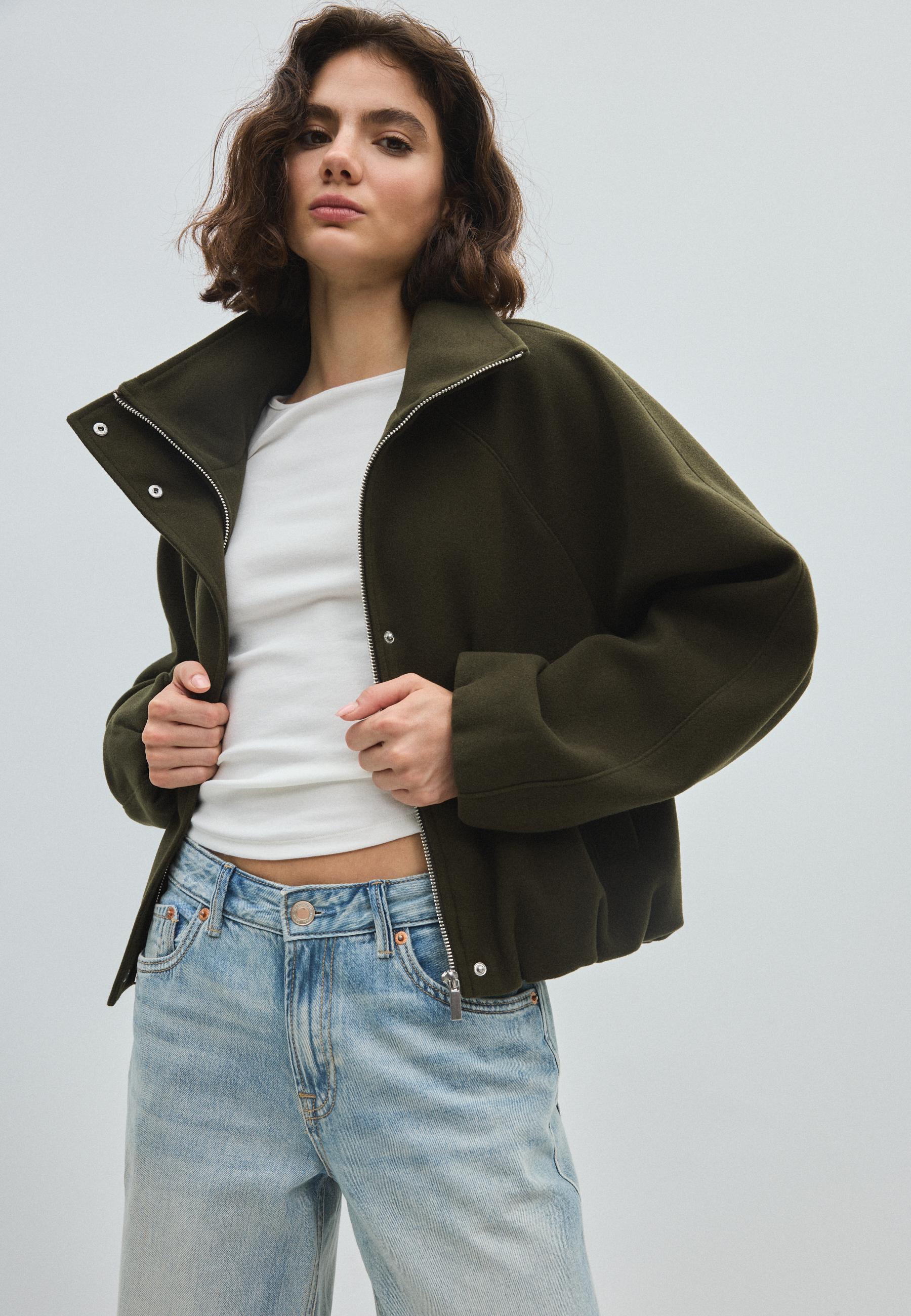 Soft-touch bomber jacket — Khaki