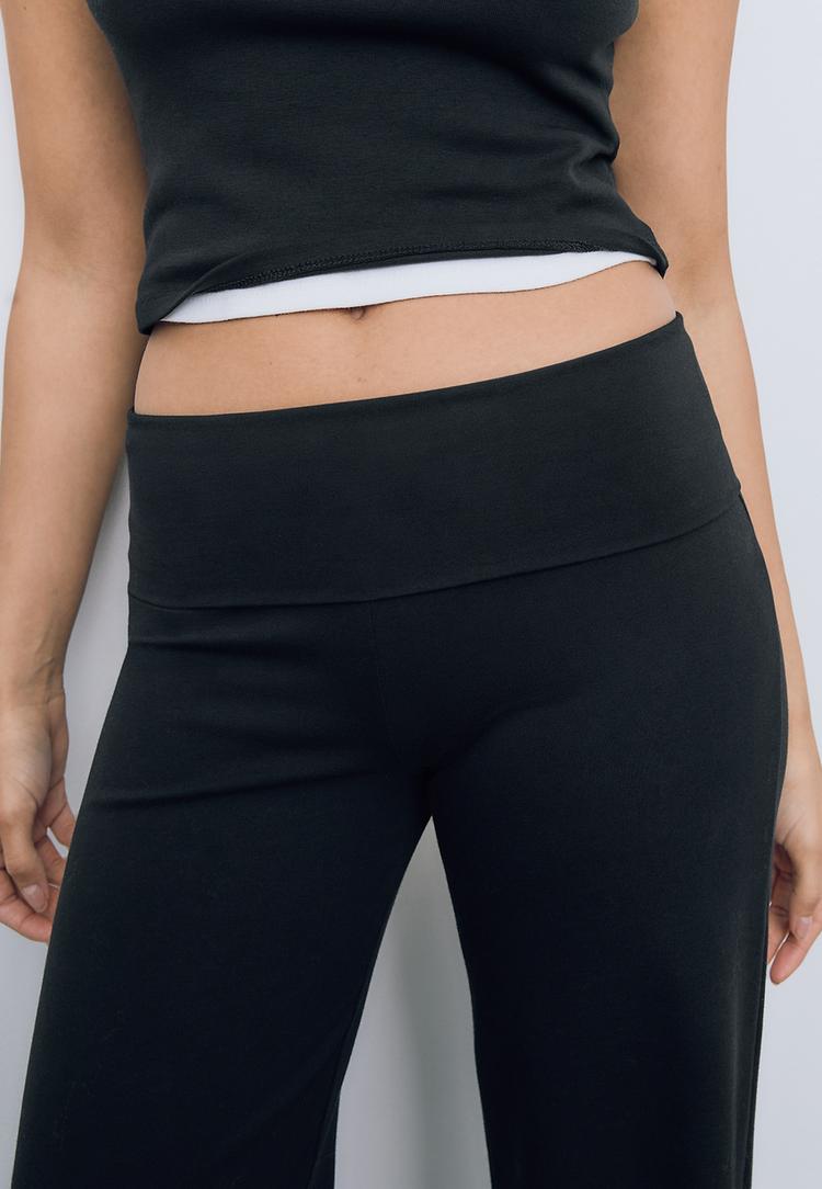 mesh trousers with fold over waist