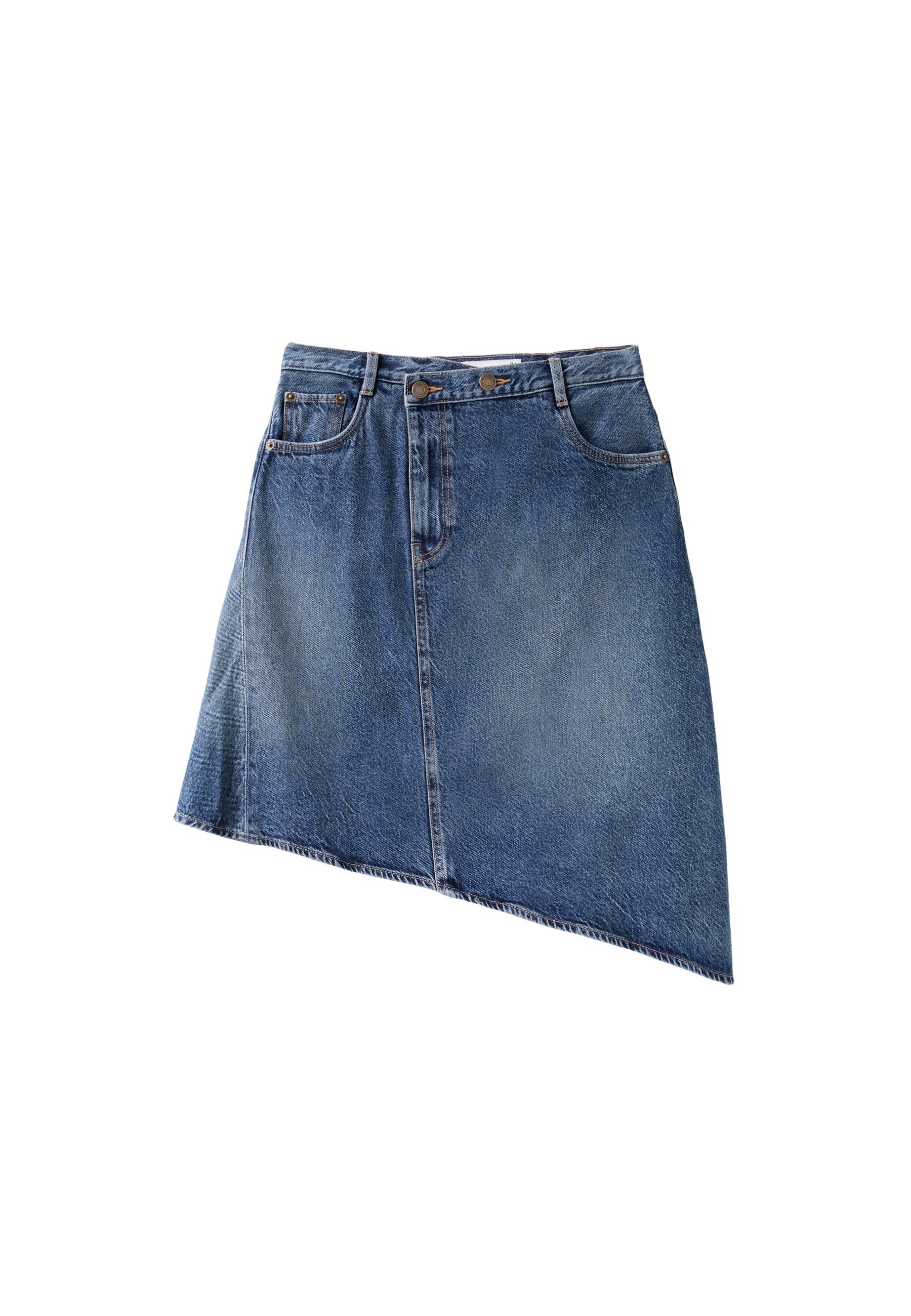 Asymmetric midi skirt — MEDIUM BLUE DENIM