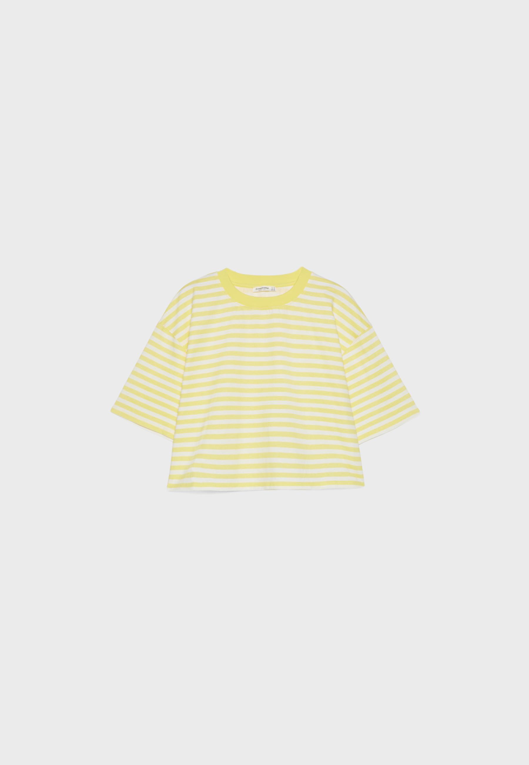 Striped short sleeve T-shirt — Pastel yellow