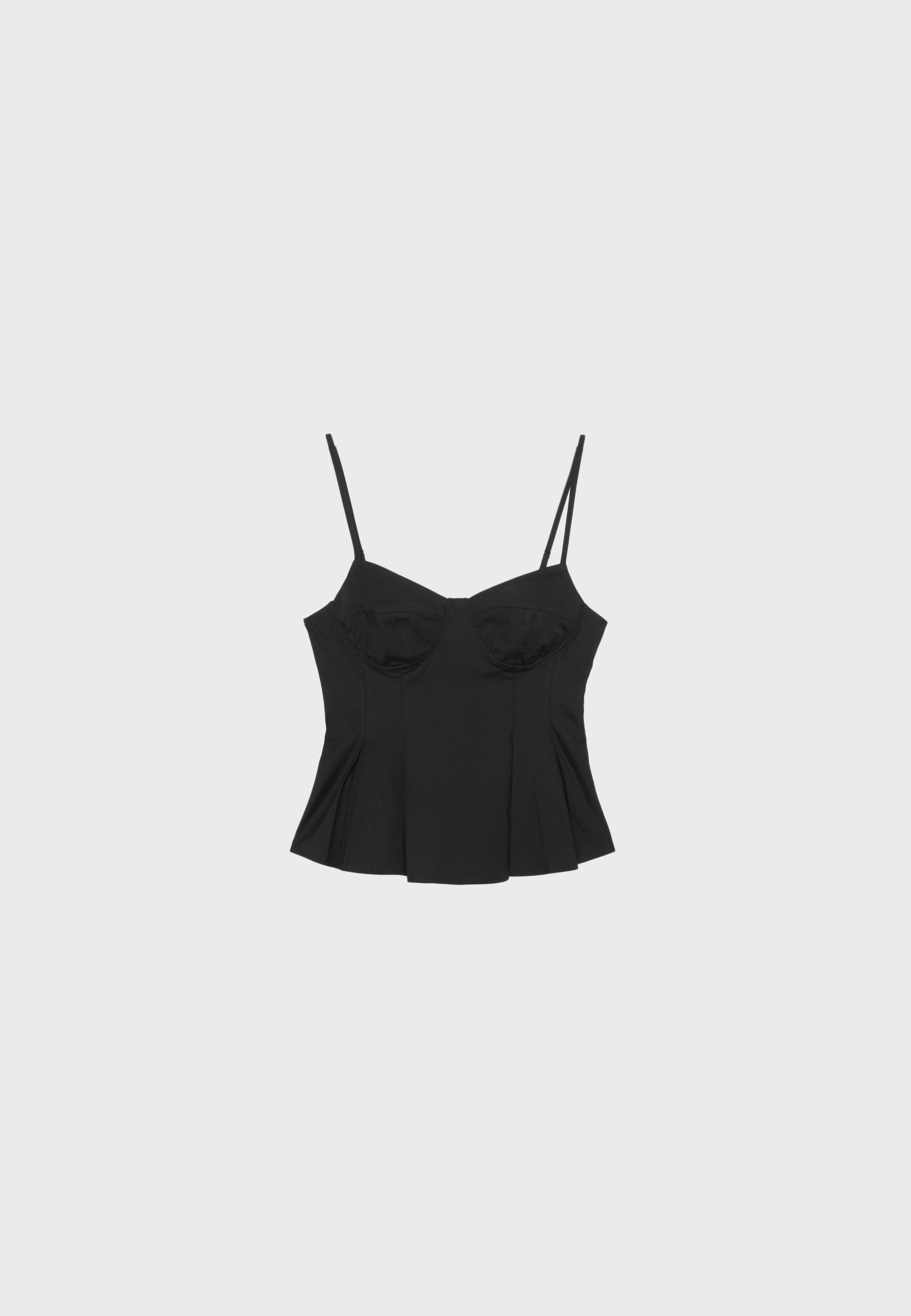 Fitted pleated top — Black