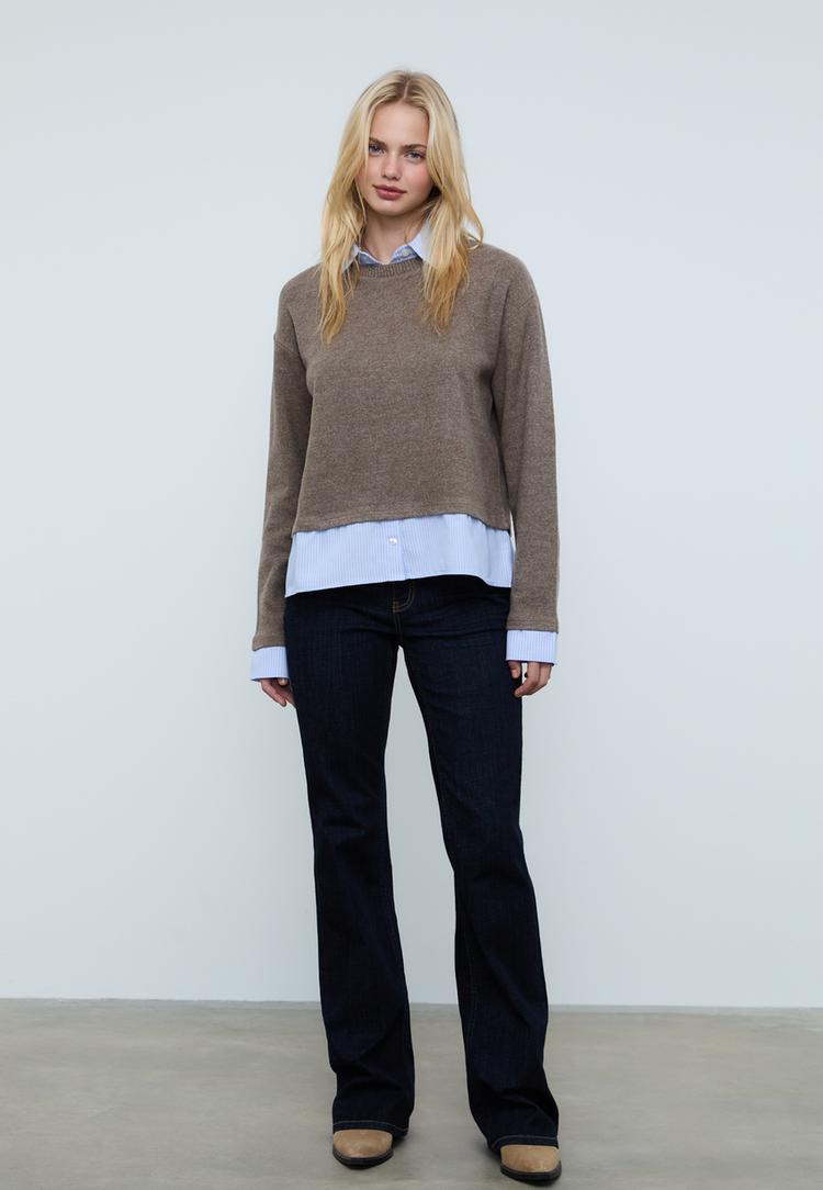 tshirt de malha bimaterial