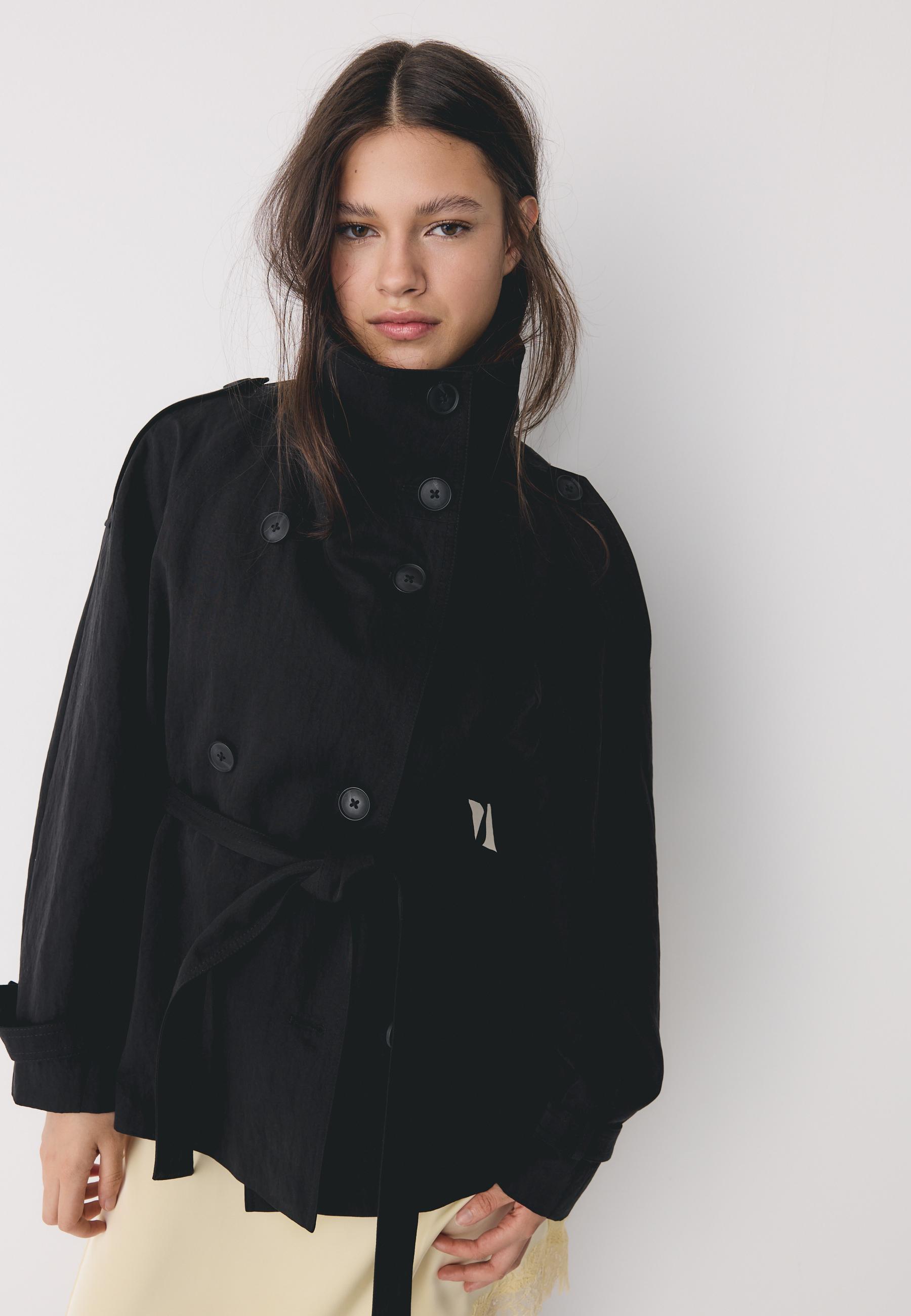 High neck trench — Black