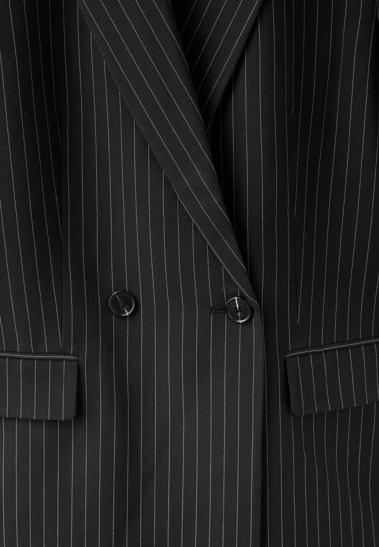 Striped button blazer — Black