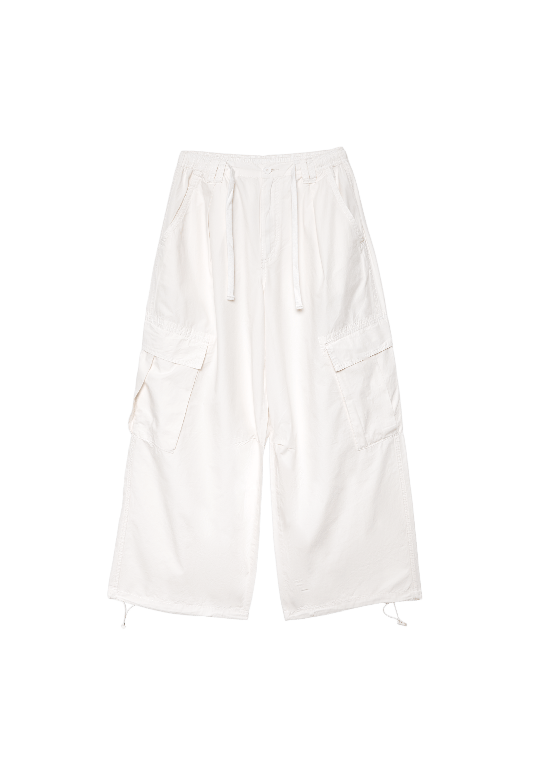 Poplin trousers with stoppers — Vanilla