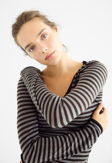 Basic wool and silk round neck jumper — Brown 6
