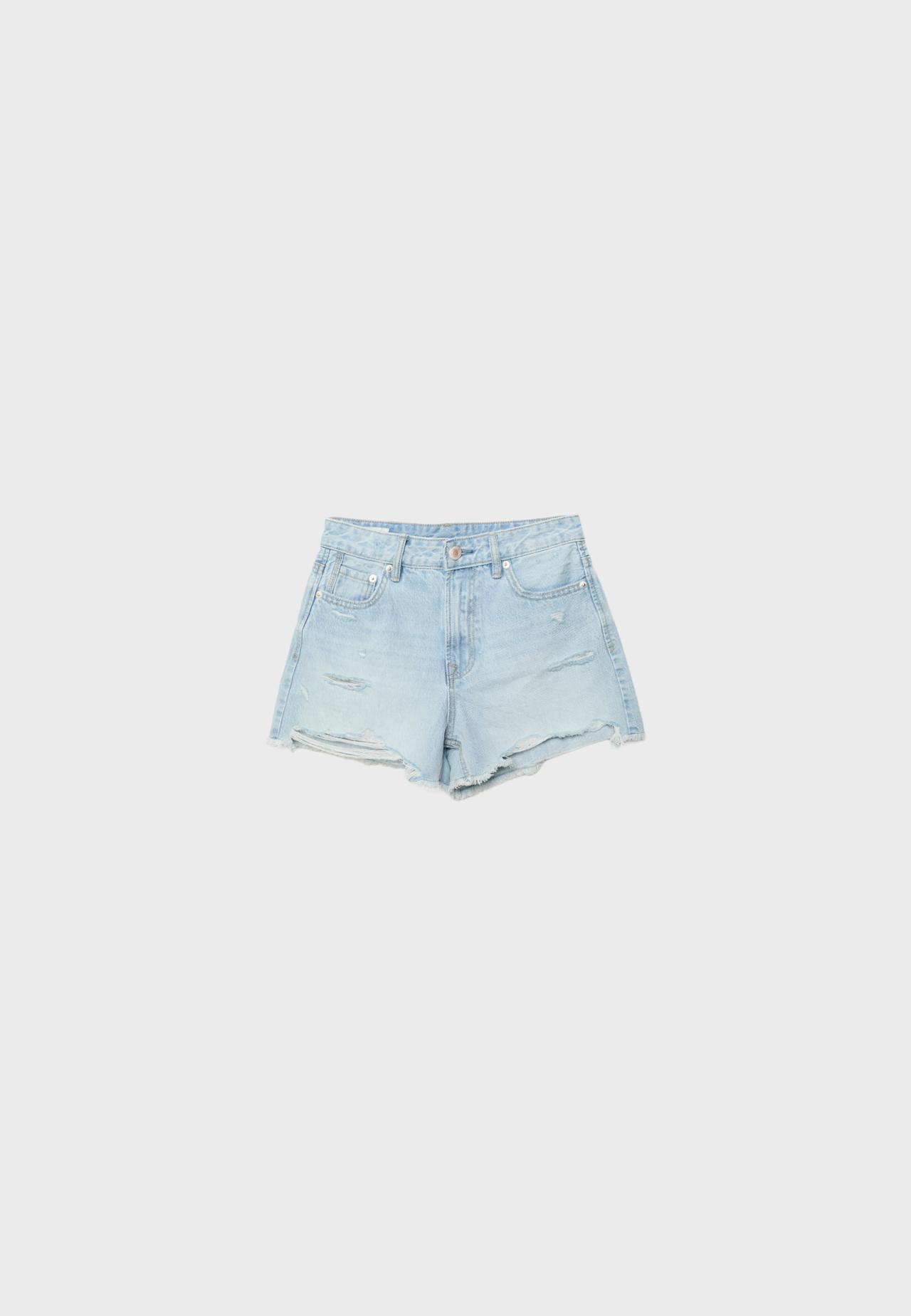 D75 Ripped denim shorts — LIGHT BLEACH