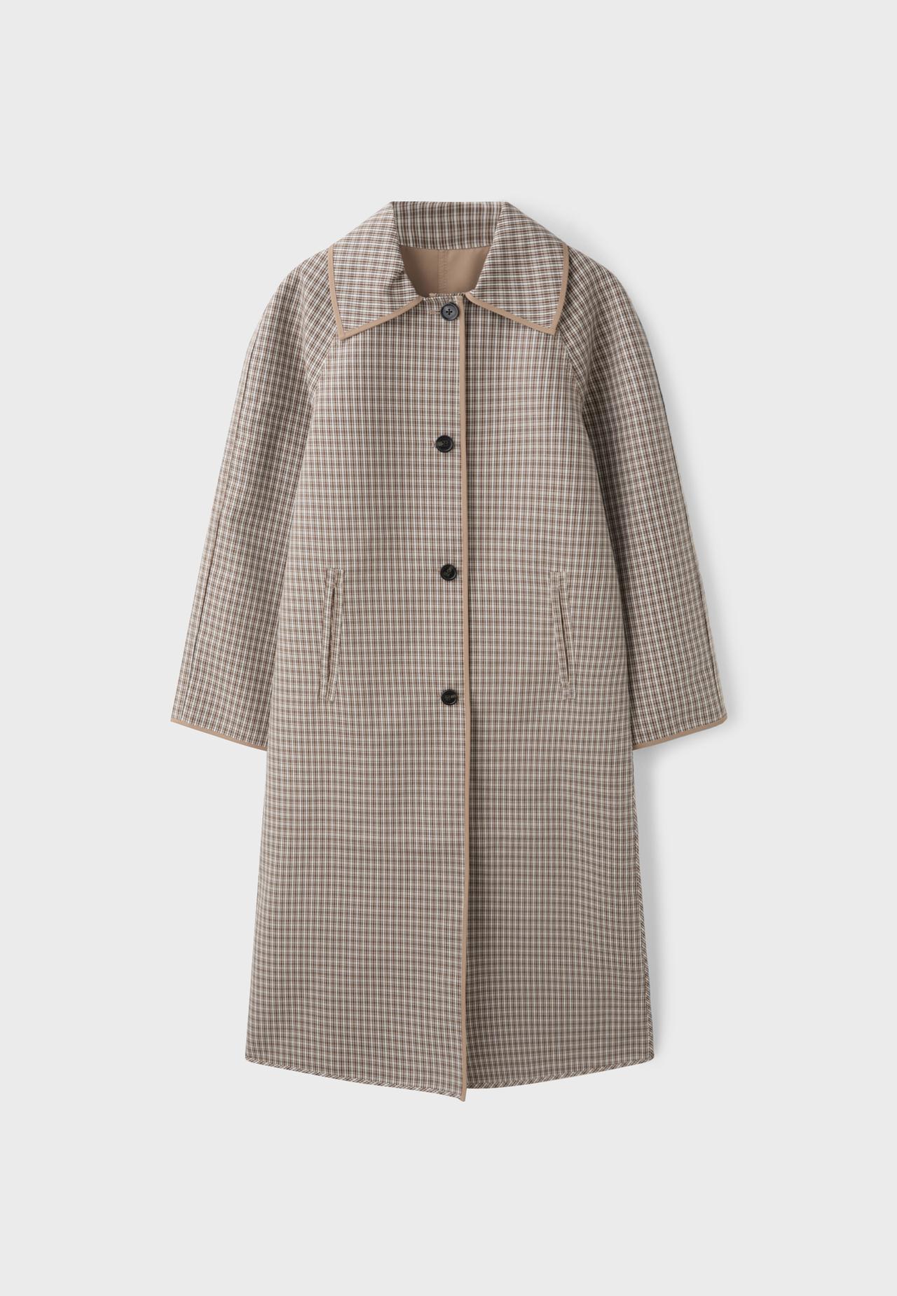 Long reversible check trench coat — Beige