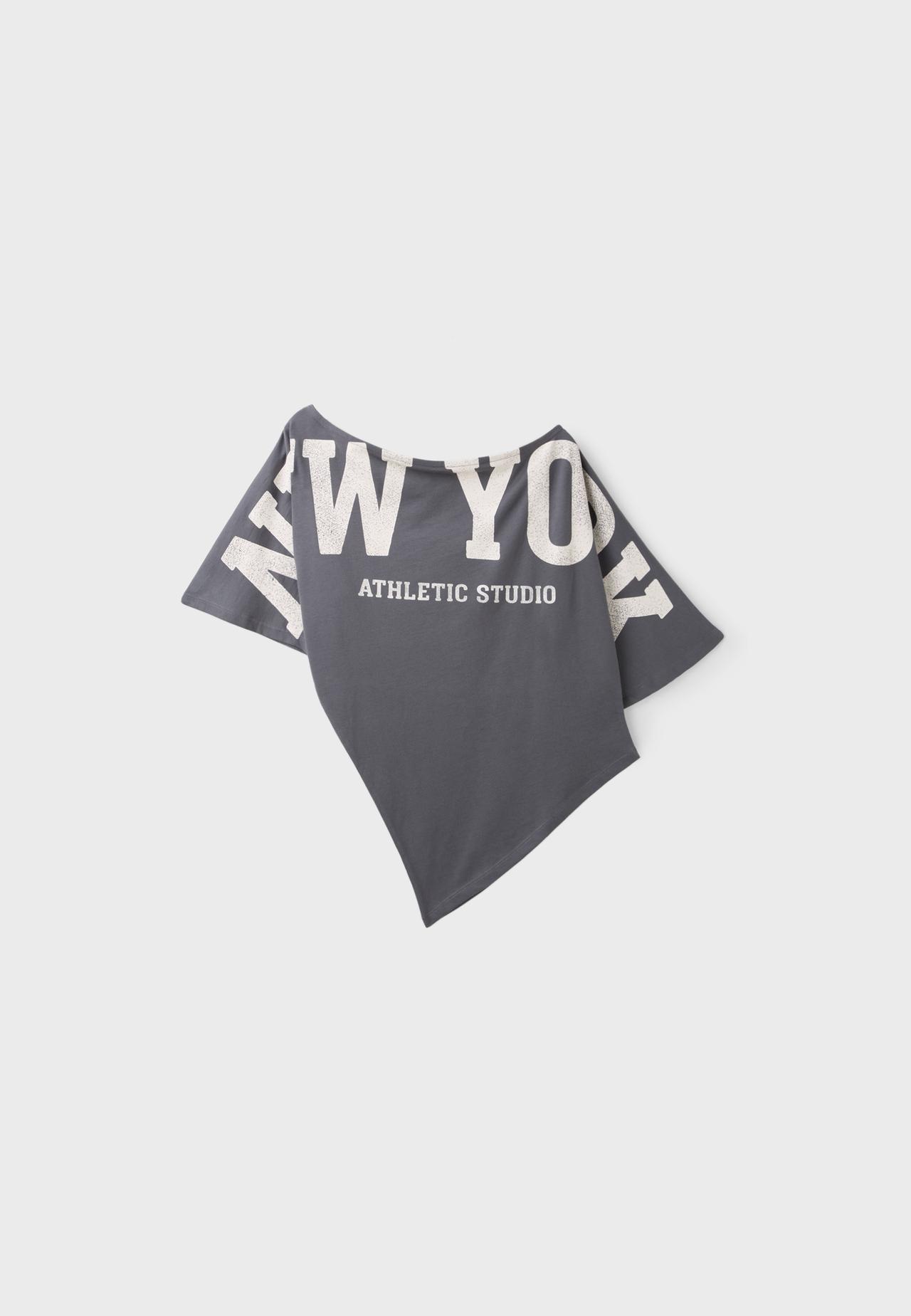 Gathered printed T-shirt — Dark grey
