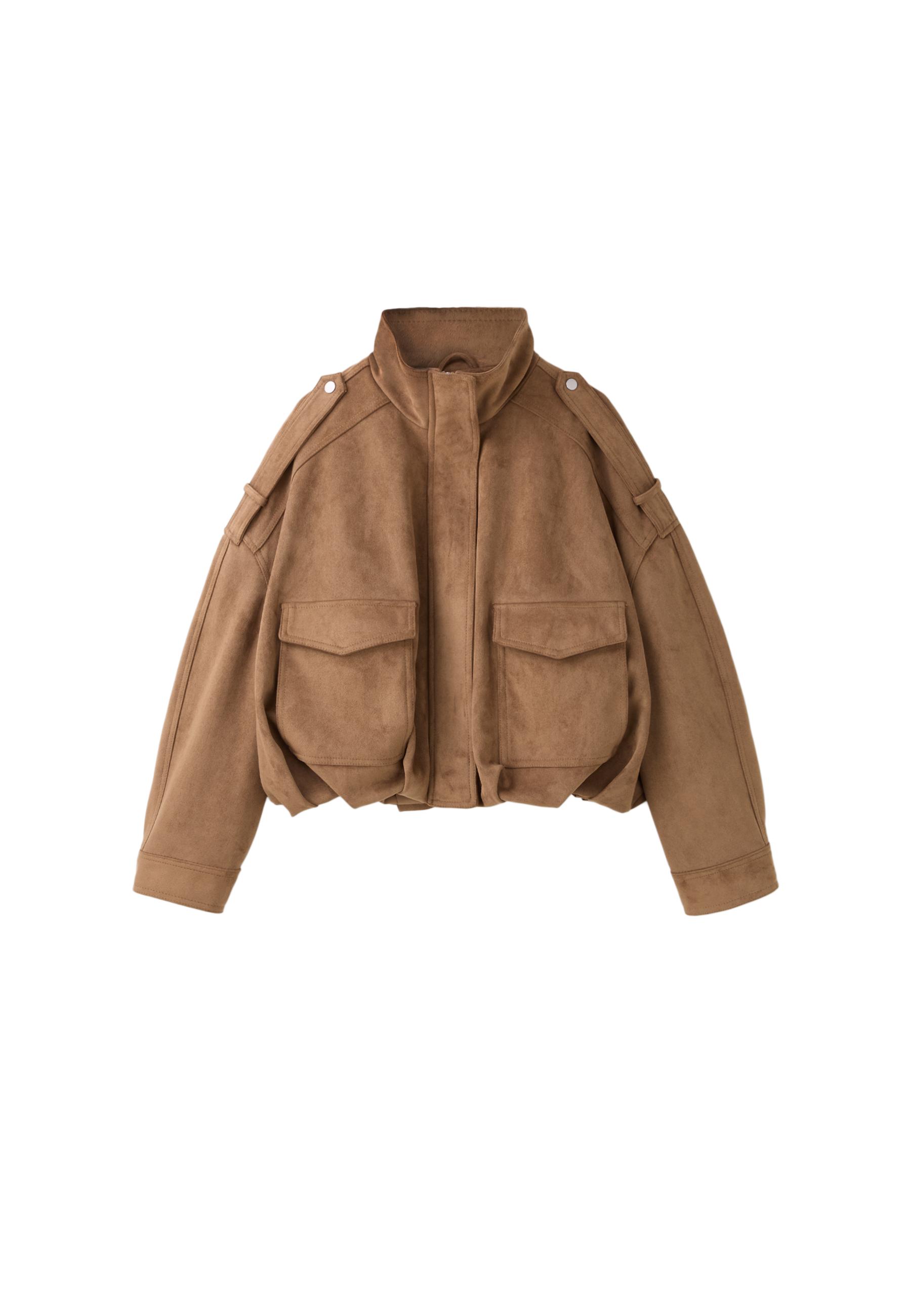 Oversize faux suede jacket — Stone