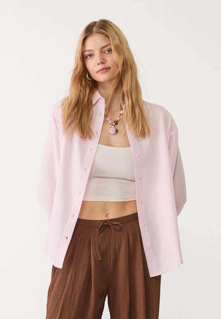 camisa fluida con lino