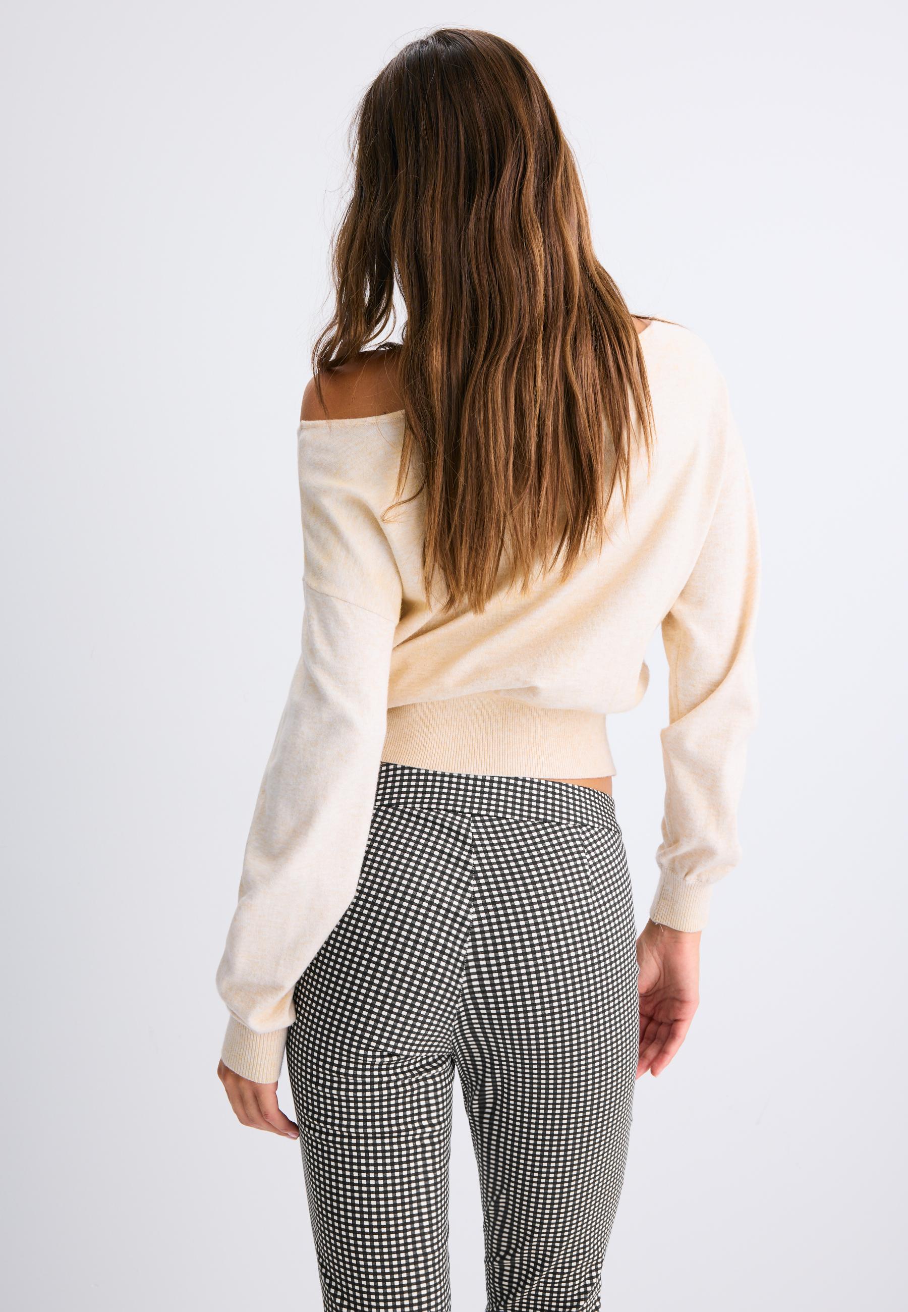Asymmetric knit sweater — Stone