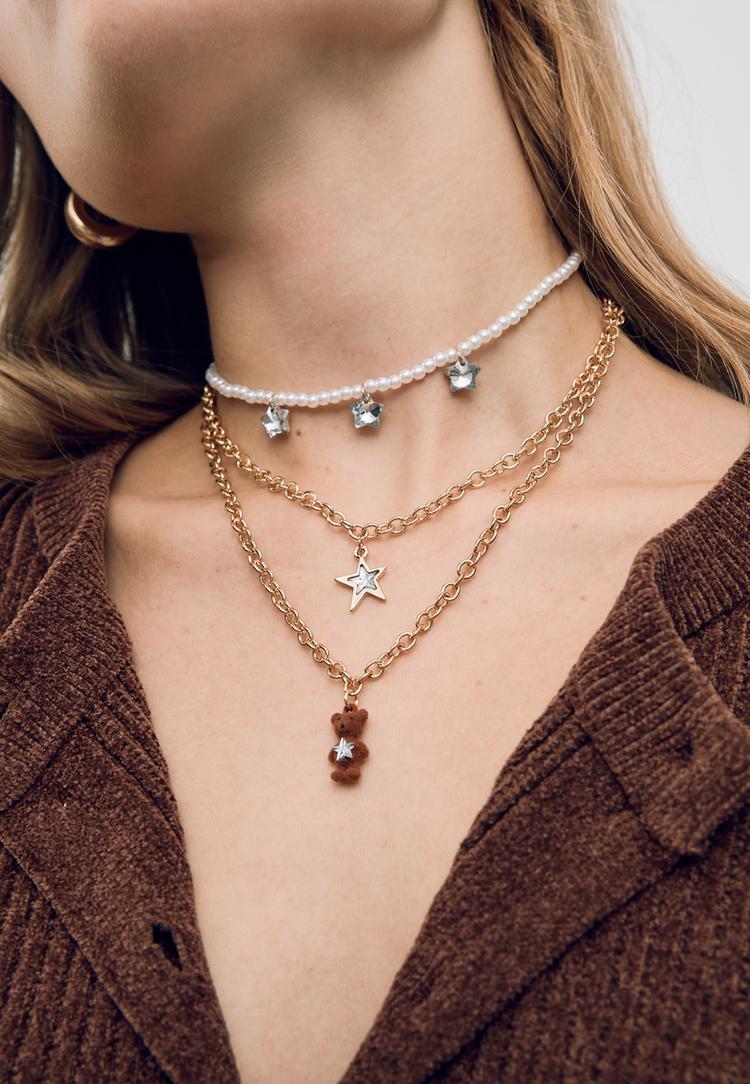 set 3 collares osito