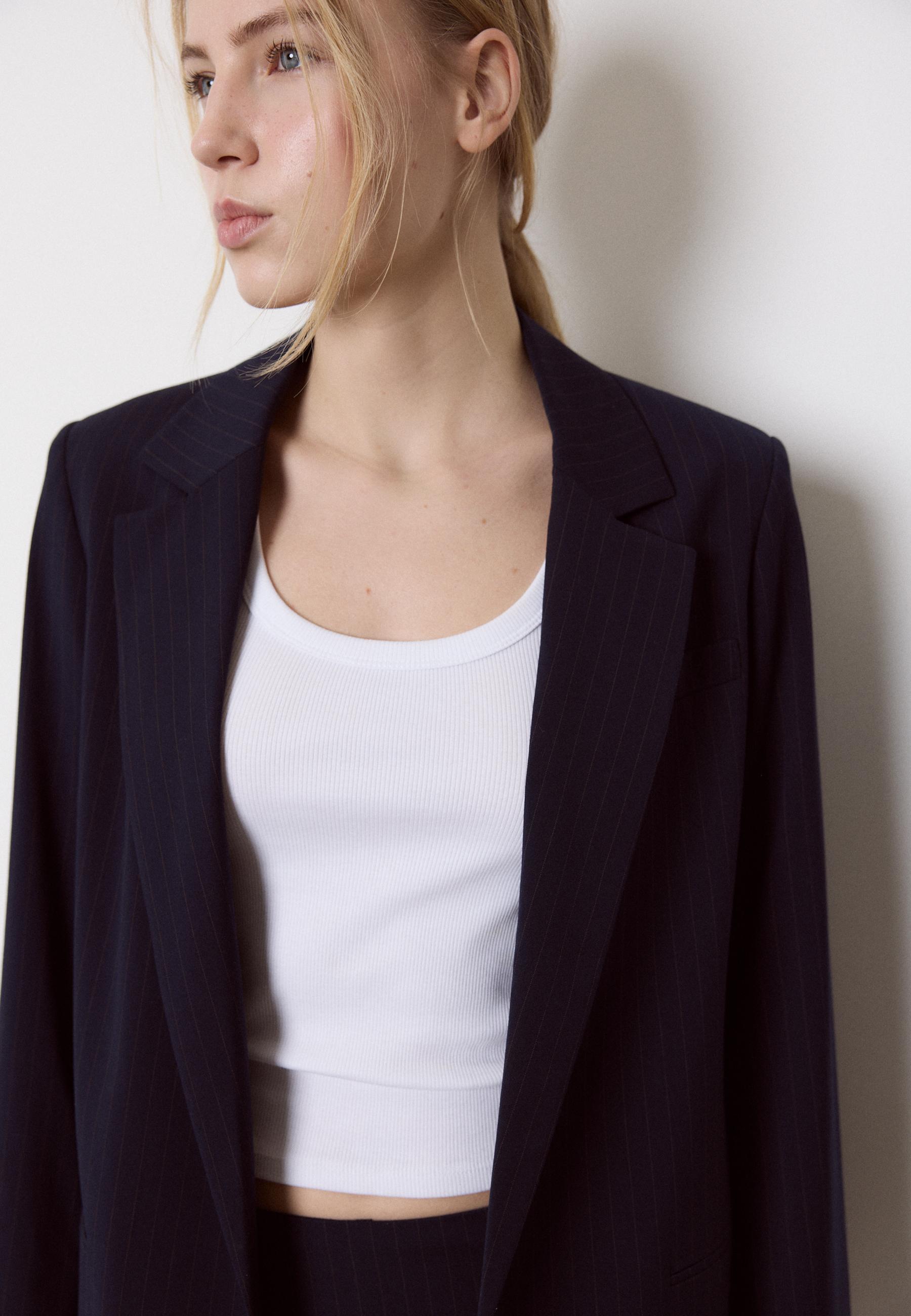 Striped open blazer — Navy blue