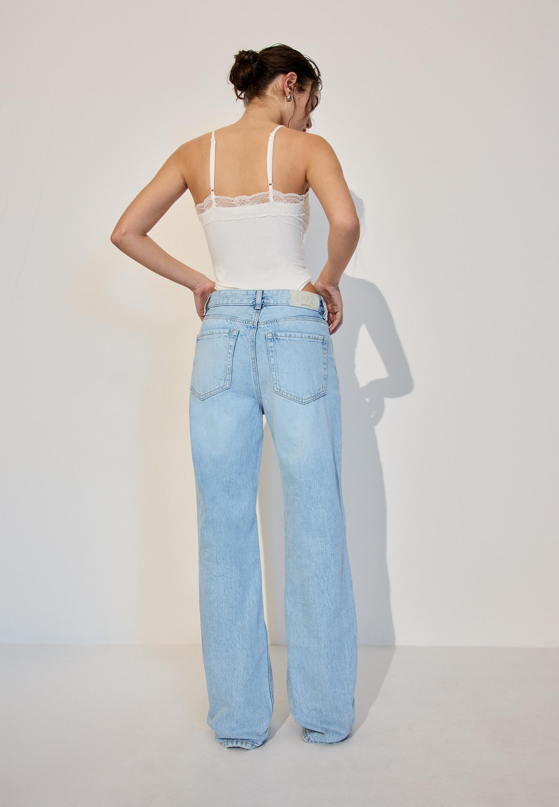 D92 Ripped straight wide-leg jeans — LIGHT BLEACH