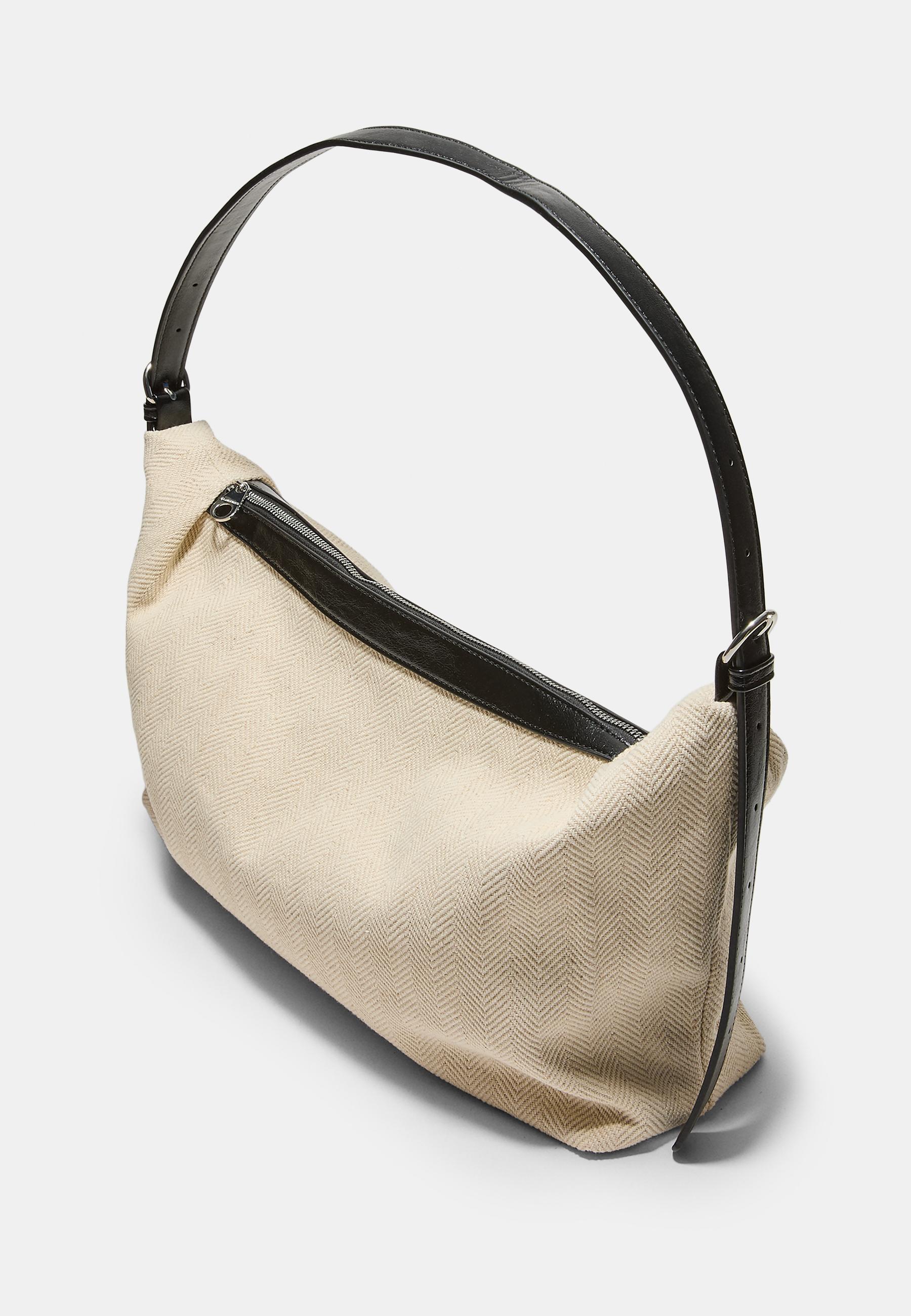 Contrast canvas shoulder bag — Ecru