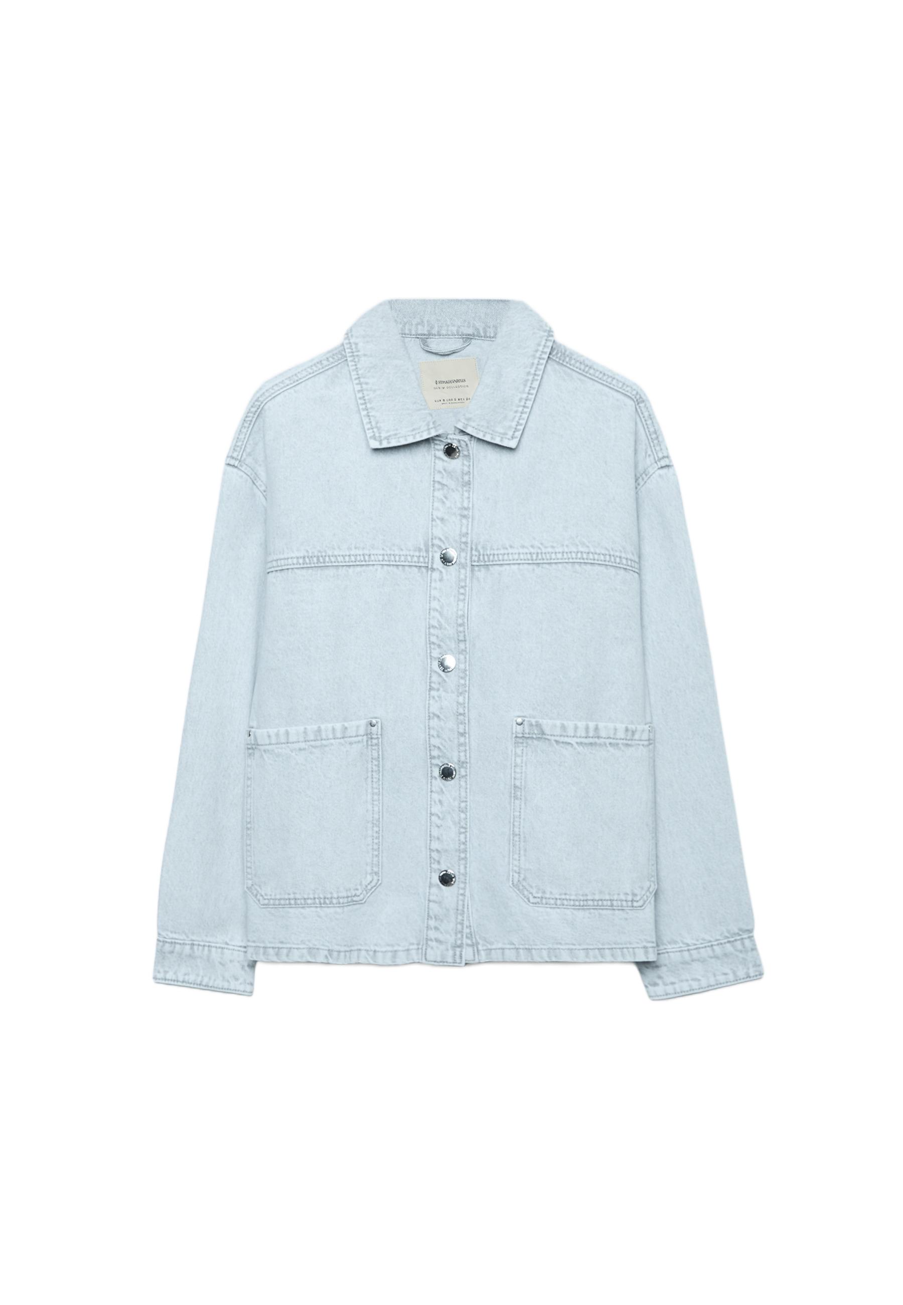 Denim jacket with pockets — LIGHT GREY DENIM WASH