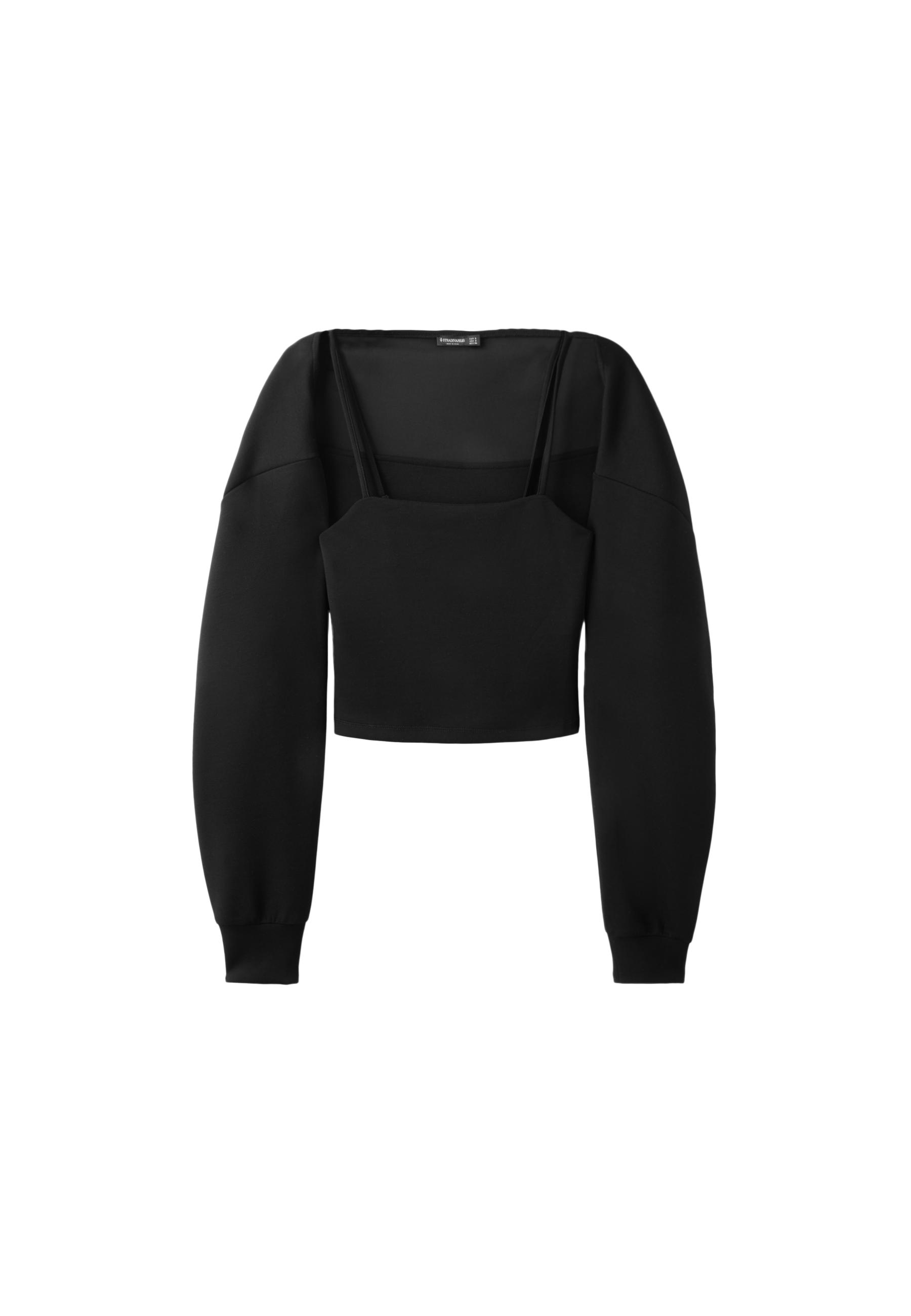 Cropped top and bolero set — Black