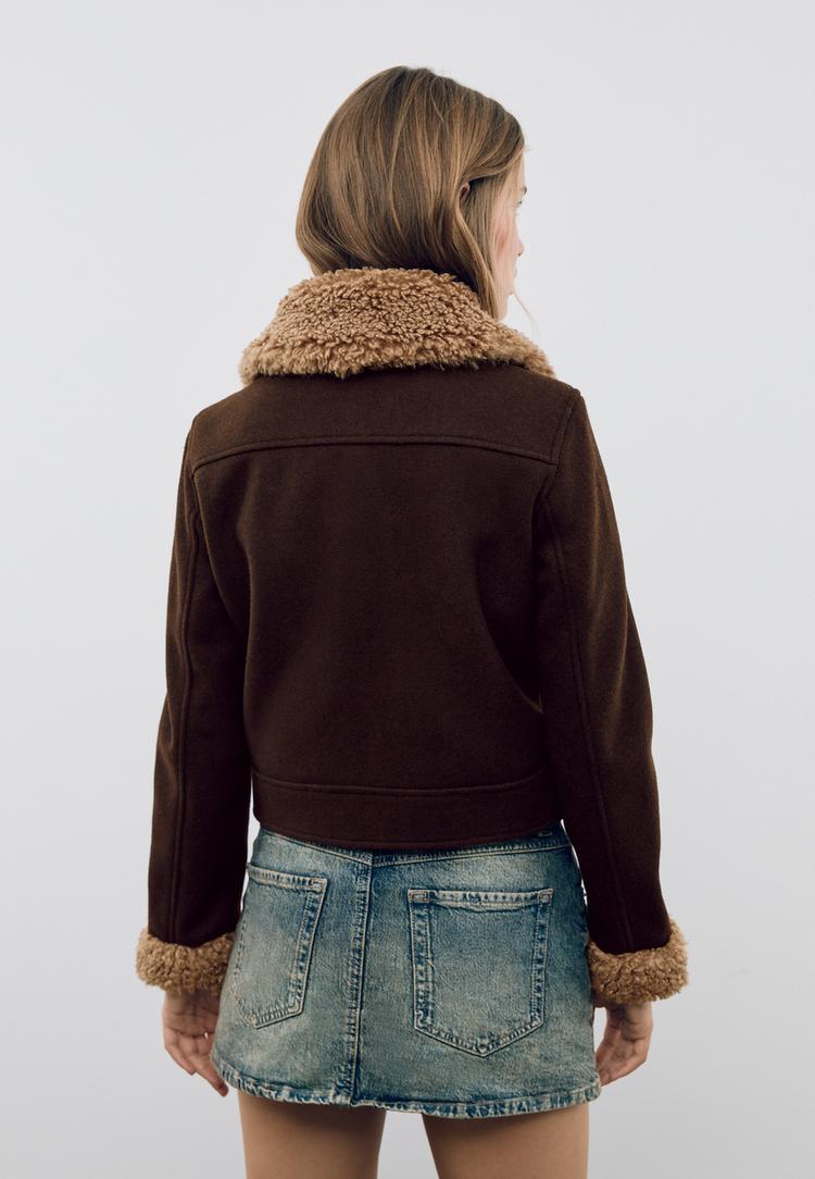 jacket with faux fur detail