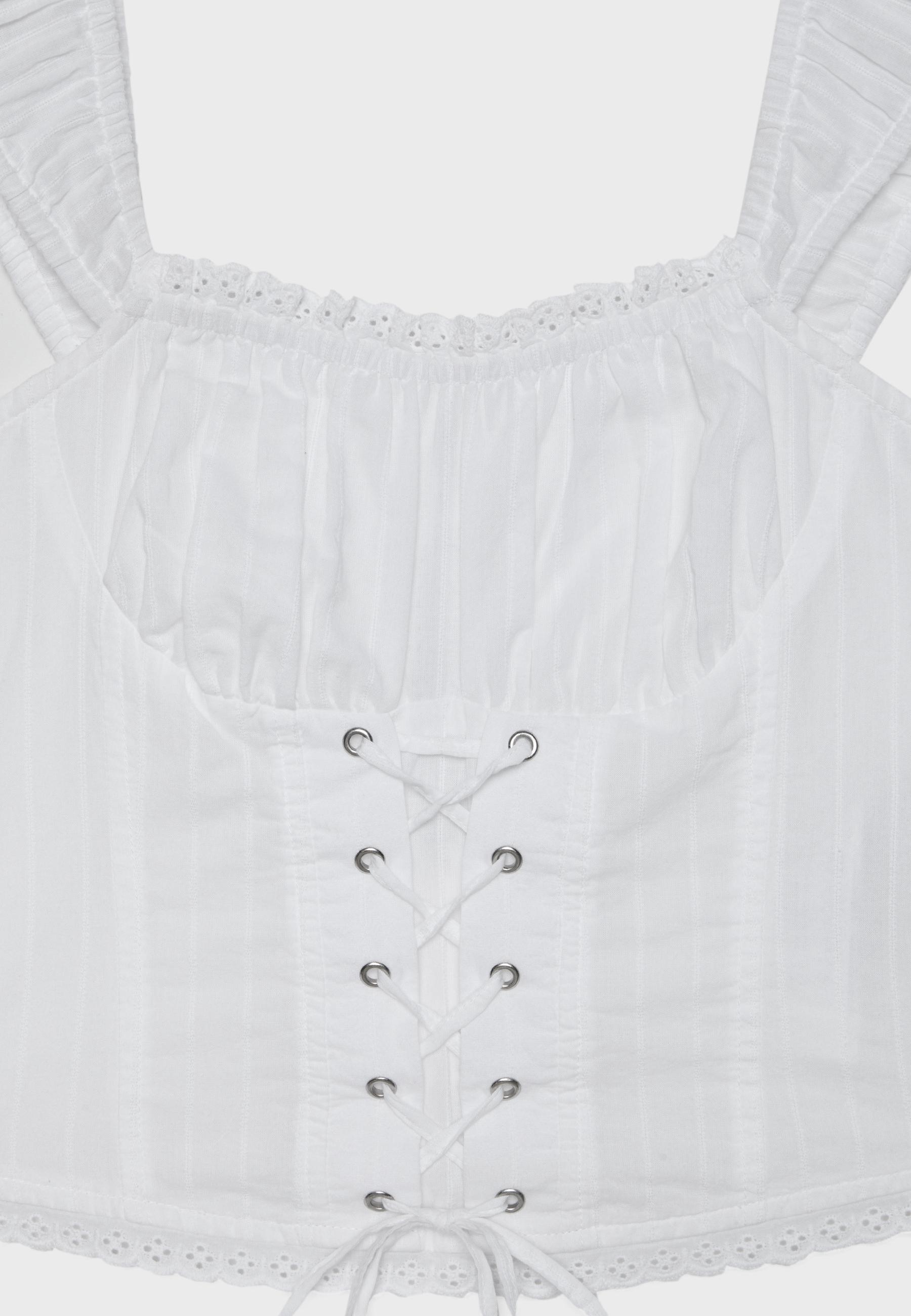 Lace-up corset top — White
