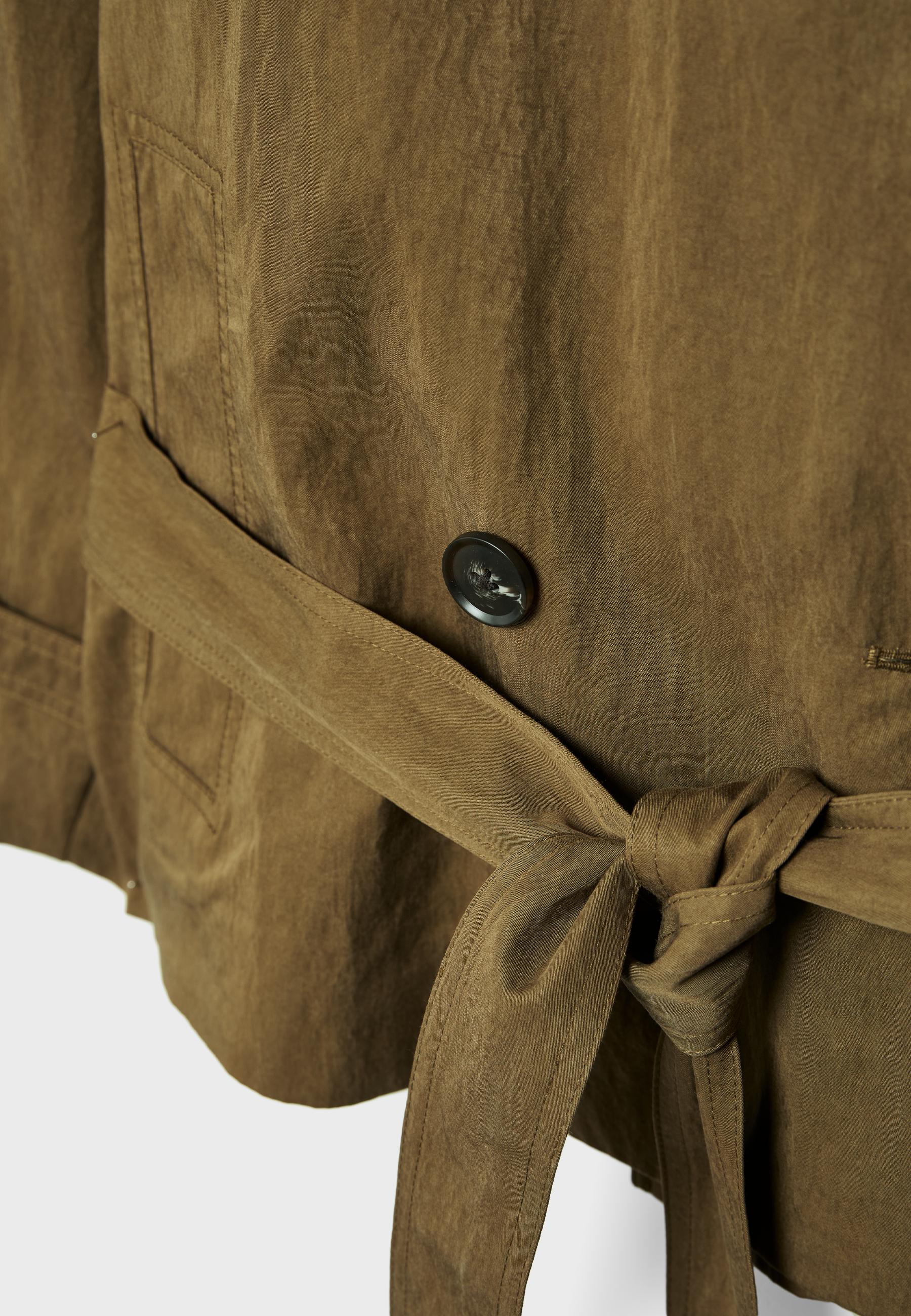 Short high neck trench coat — Khaki