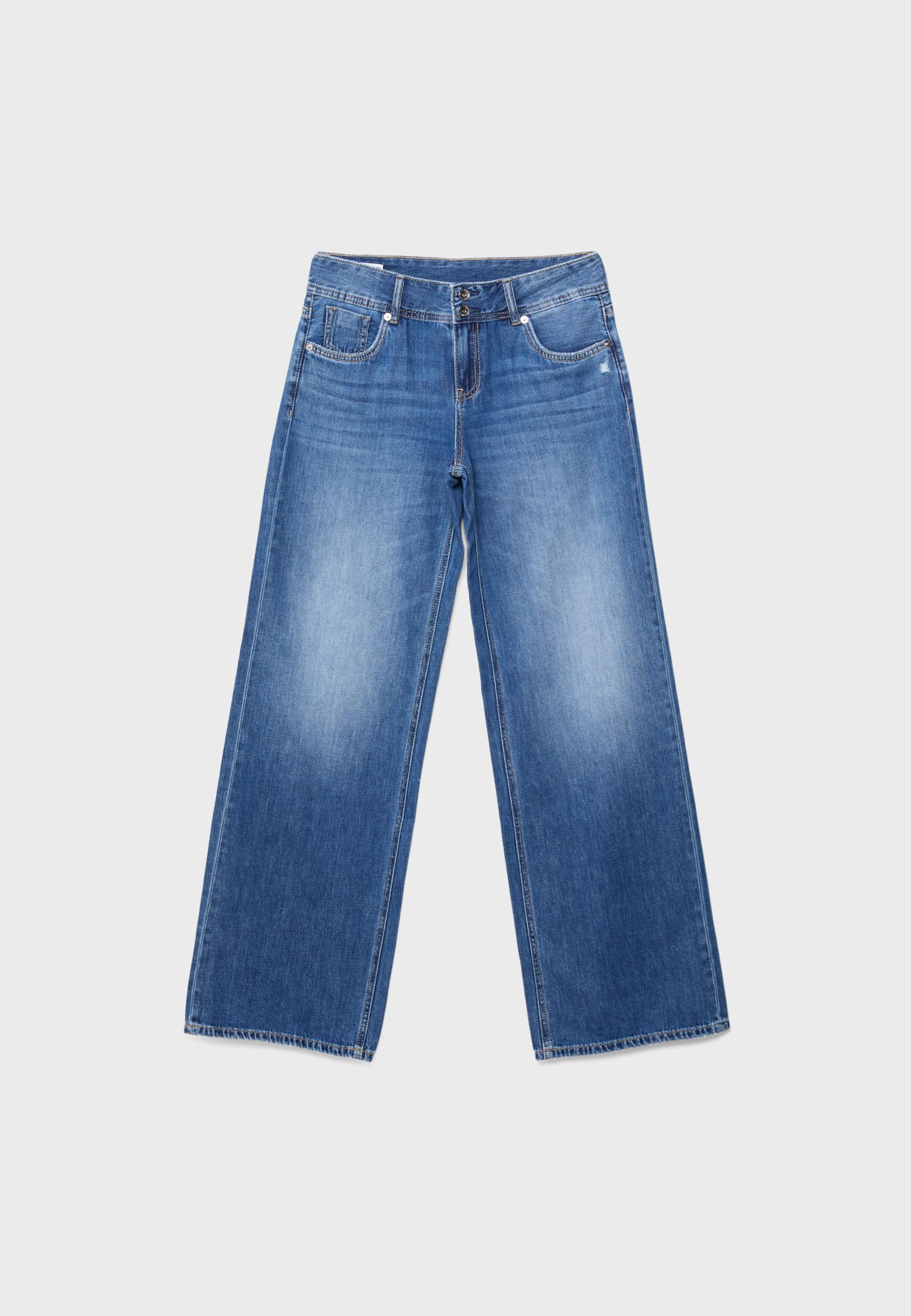 Low-rise double-button jeans — MEDIUM BLUE DENIM