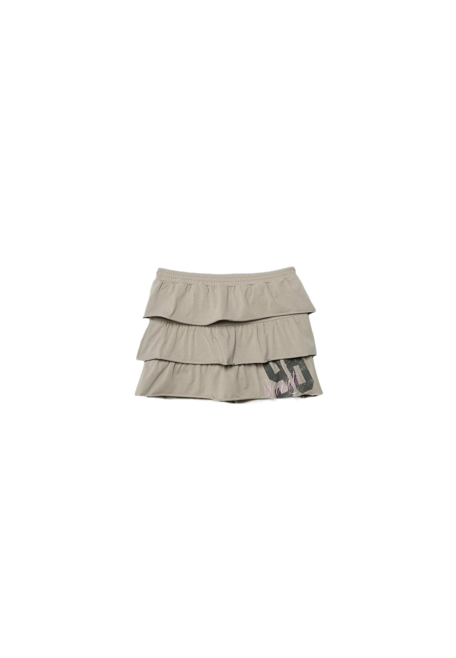 Ruffled positional knit skirt — Beige