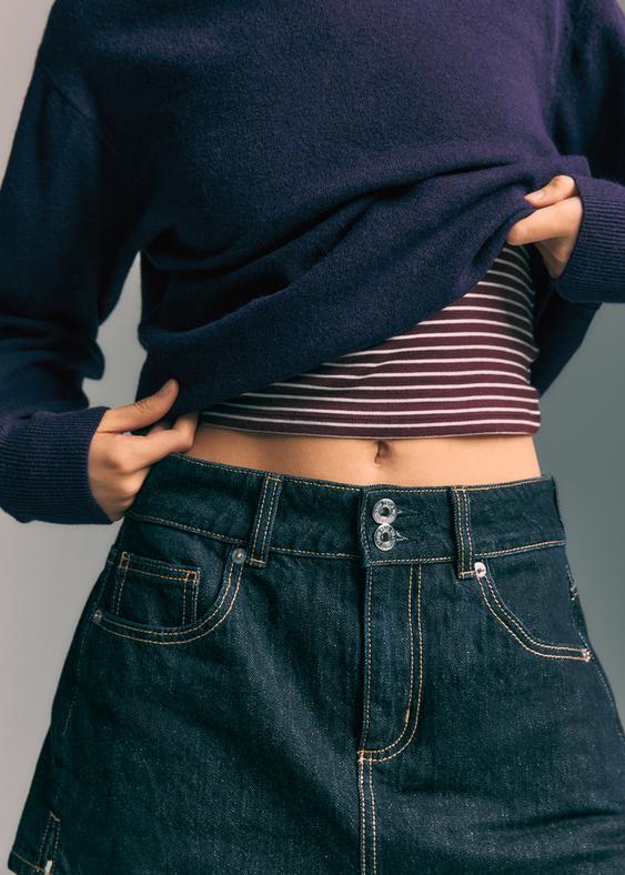 Stradivarius Soft-Touch Basic Knitted Jumper Navy Blue S