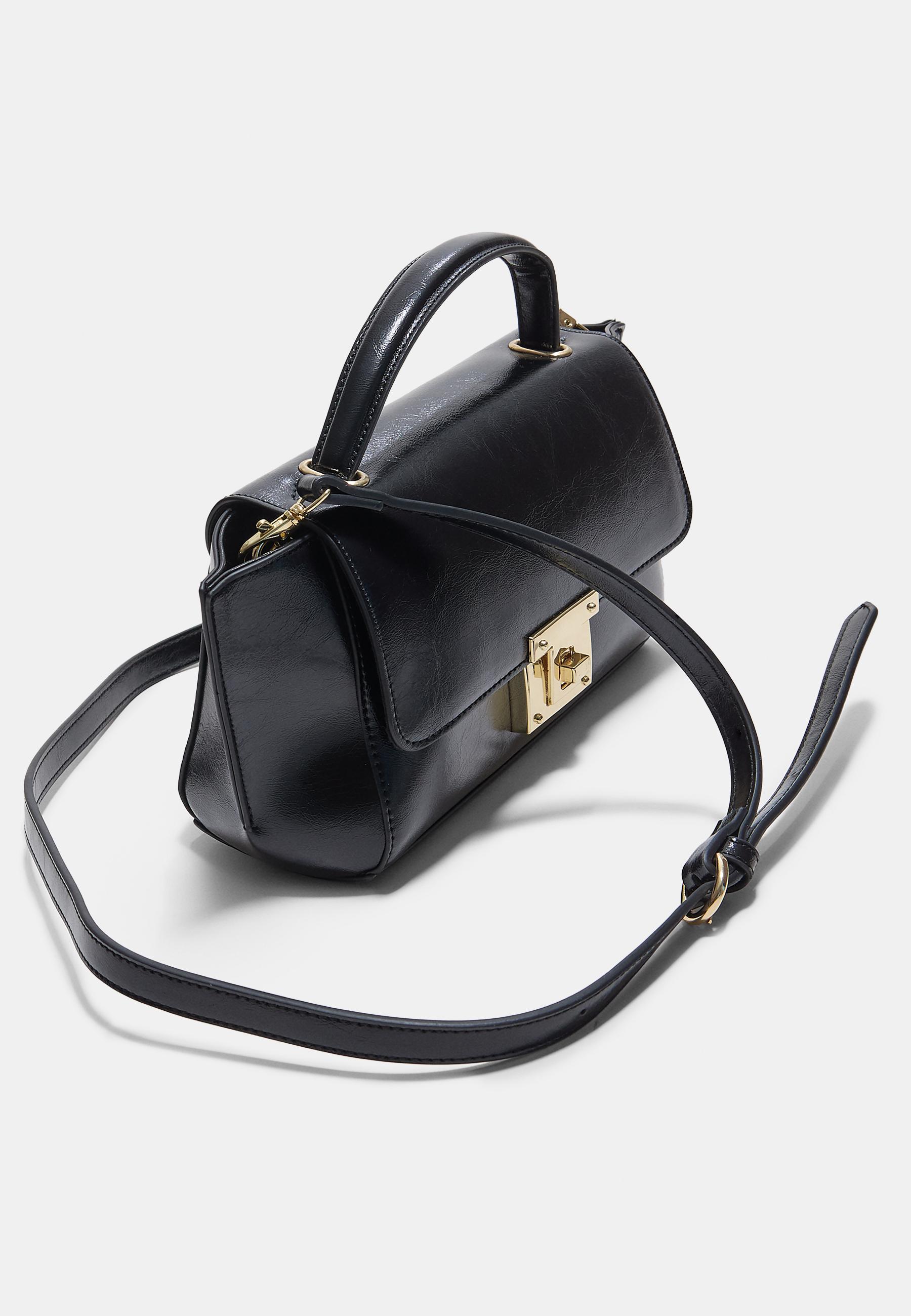 Crossbody bag with flap closure — Black
