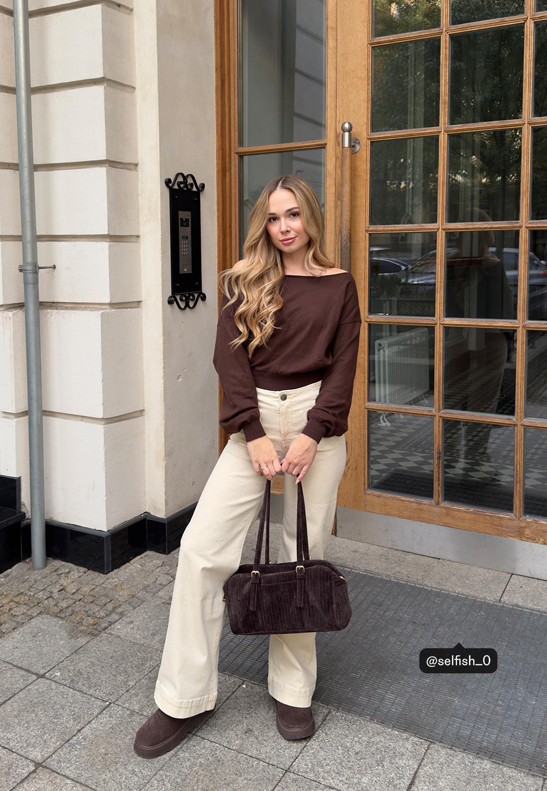 Asymmetric knit sweater — Brown