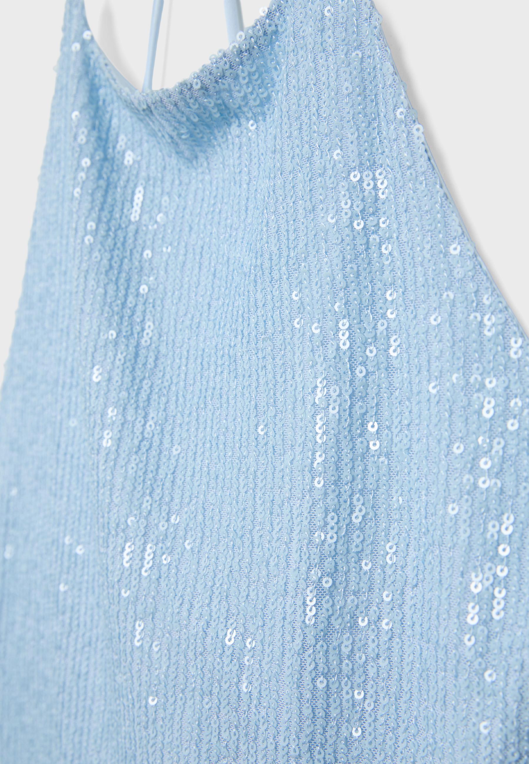Sequin crop top — Sky blue