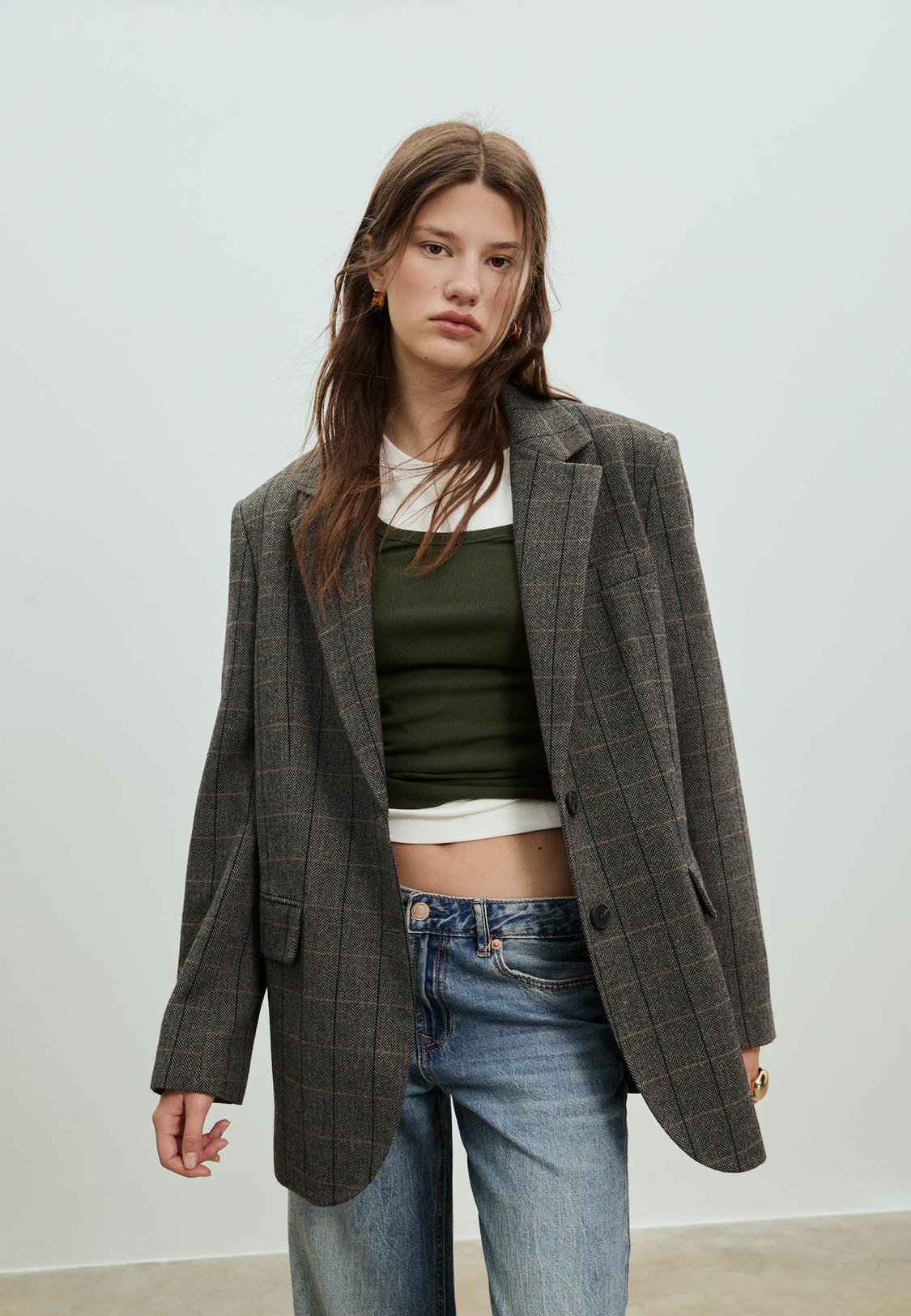 Check oversize blazer - Main Image