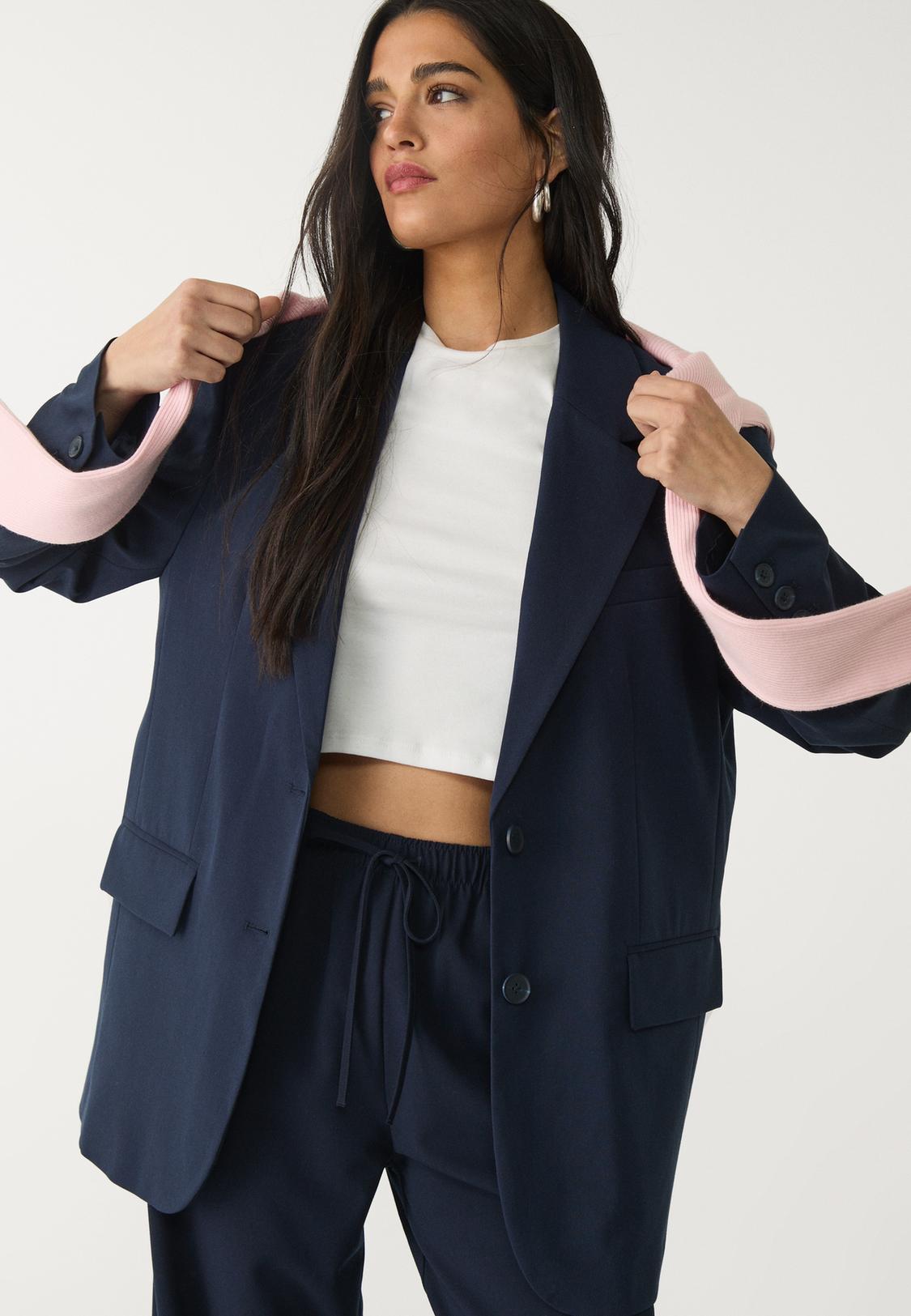 Blazer Jackets Stradivarius Blue Blazer Stradivarius Oversized