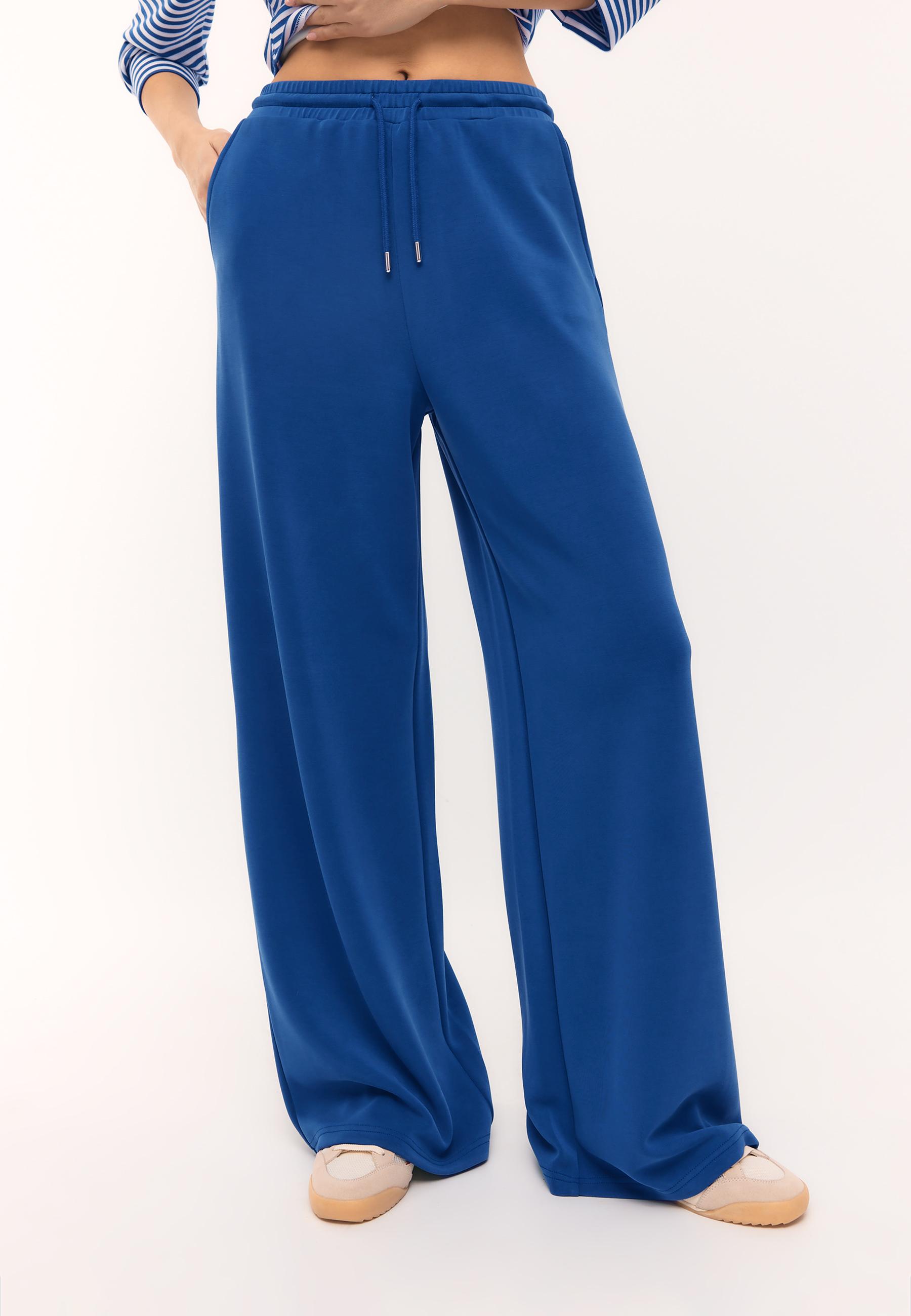 Soft-touch palazzo joggers — Electric blue
