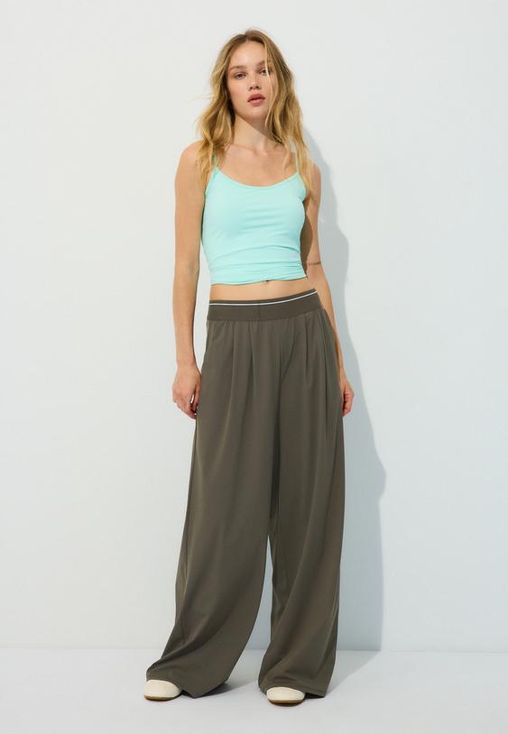 pantalon jogger palazzo taille elastique
