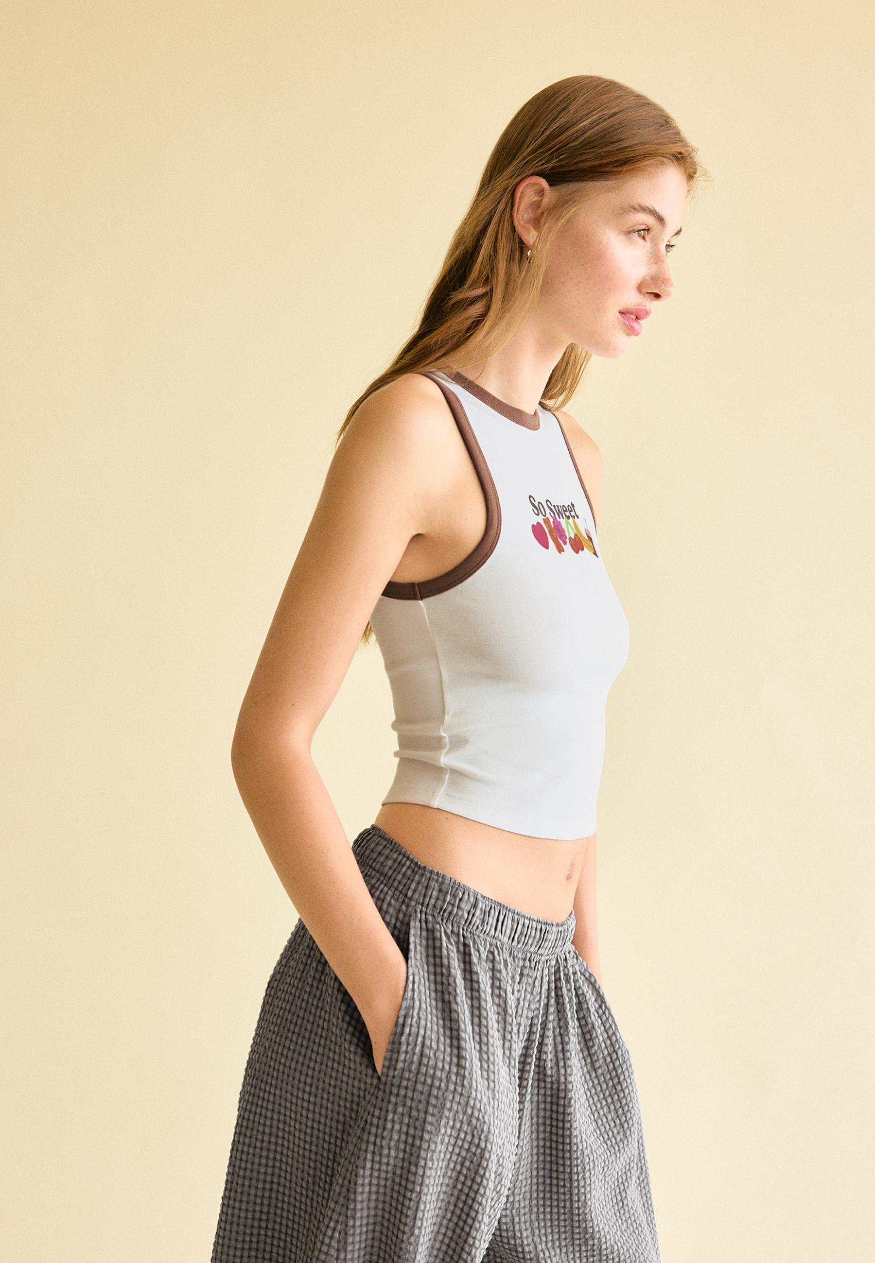 Haribo print racerback T-shirt — Ecru