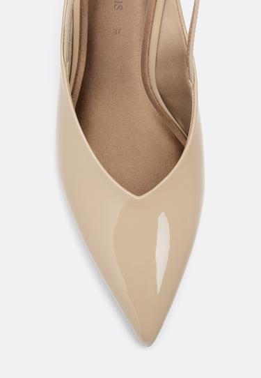 Slingback v-neck heeled shoes — TAUPE 4