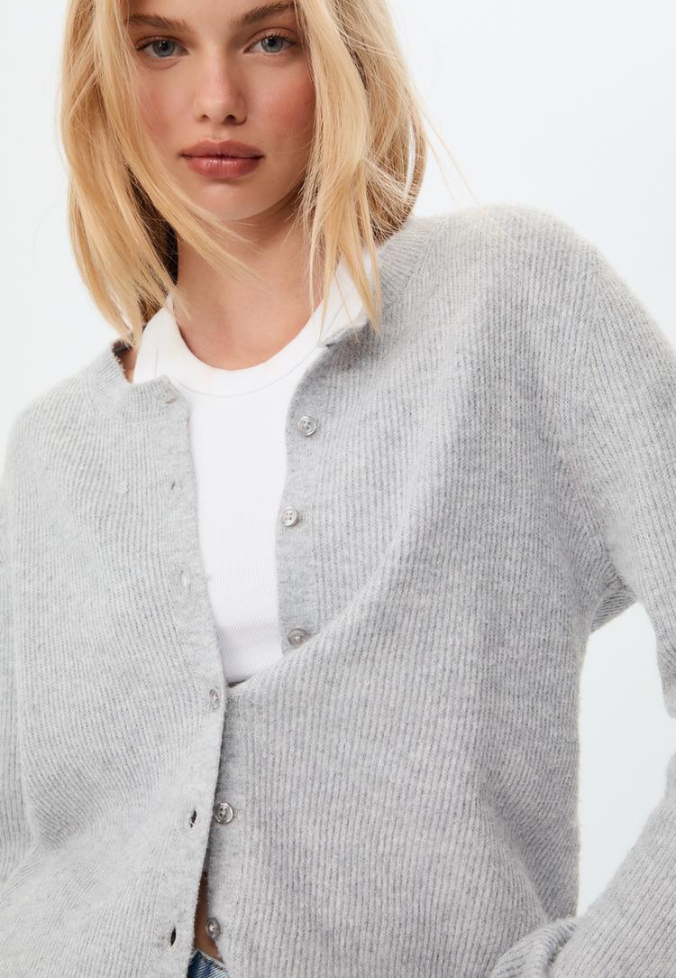 chaqueta punto rib botones