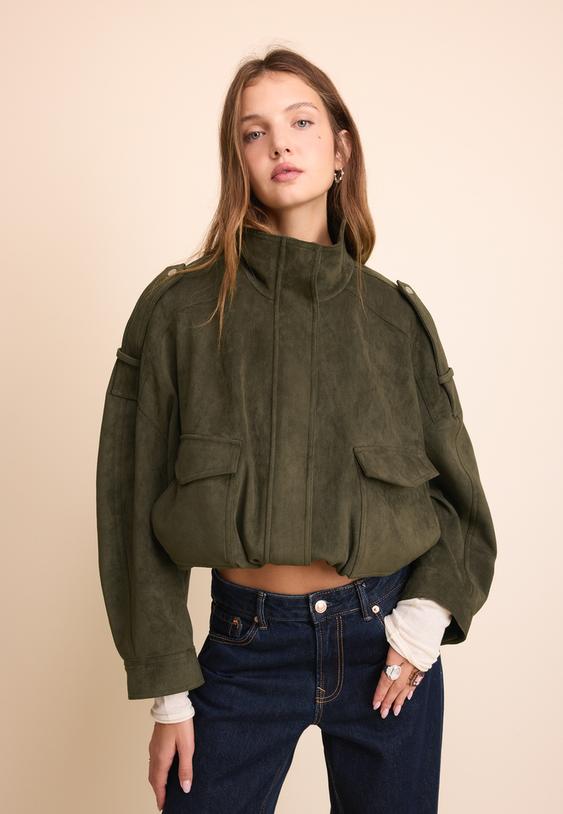 giacca oversize effetto camoscio