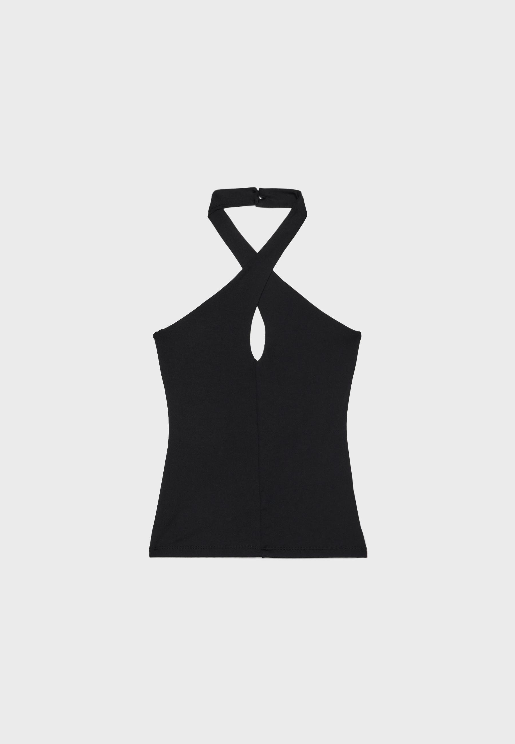 Halter cross-over top — Black
