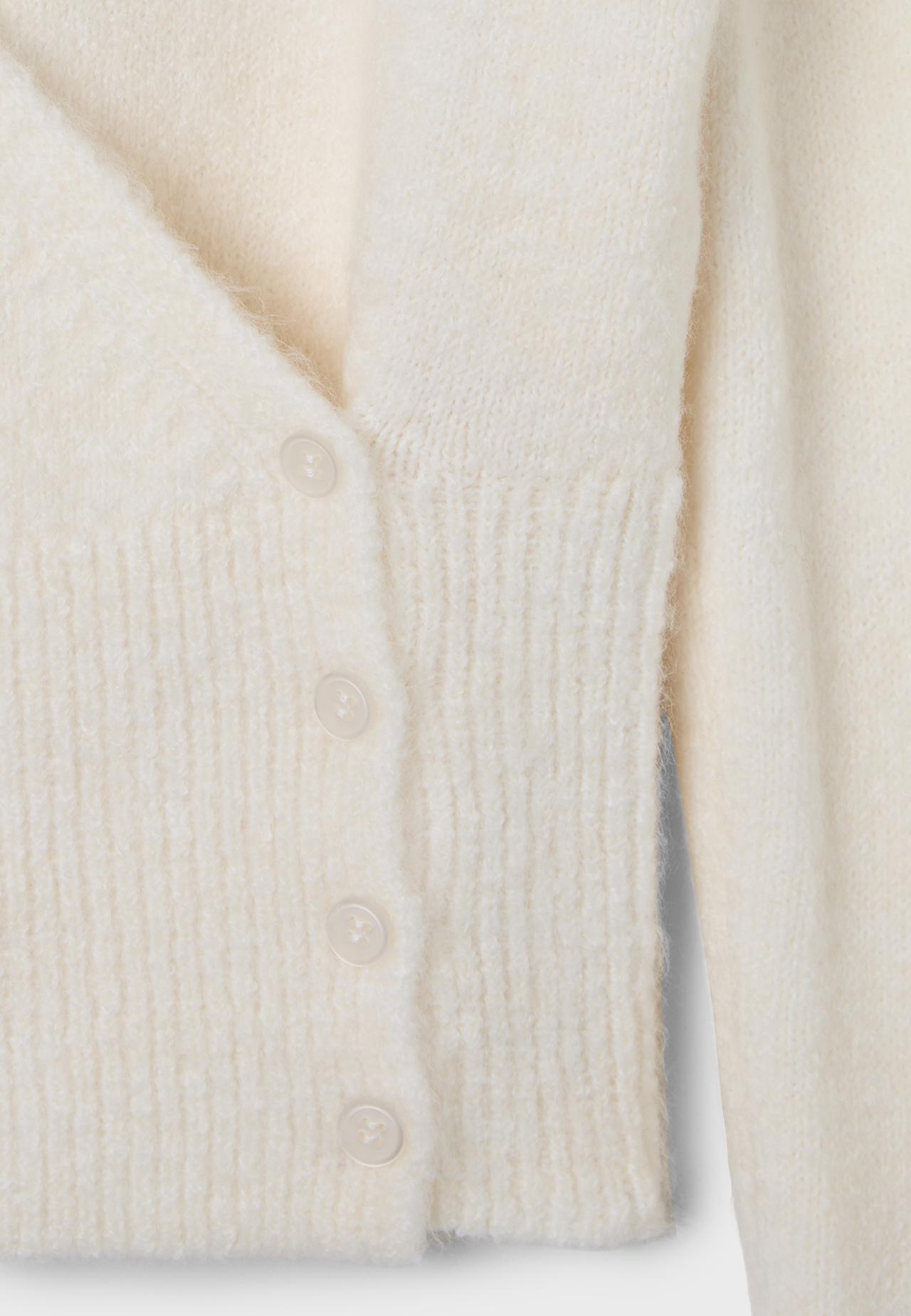 Cross-over button knit cardigan — Ecru