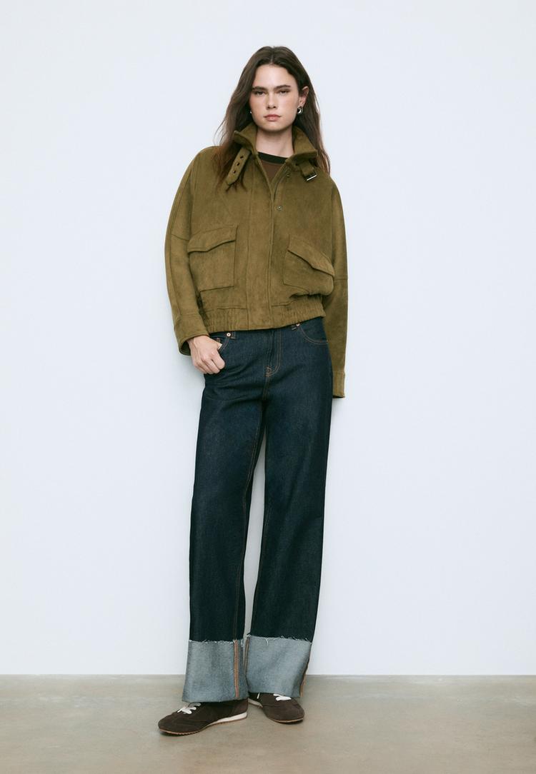 cazadora oversize effet suedine