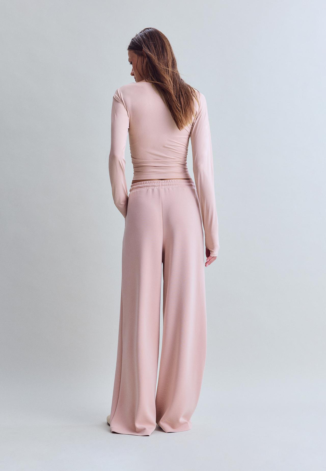 Soft-touch palazzo jogger trousers — Pastel pink