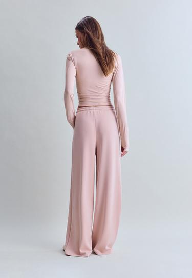 Soft-touch palazzo jogger trousers — Pastel pink 5