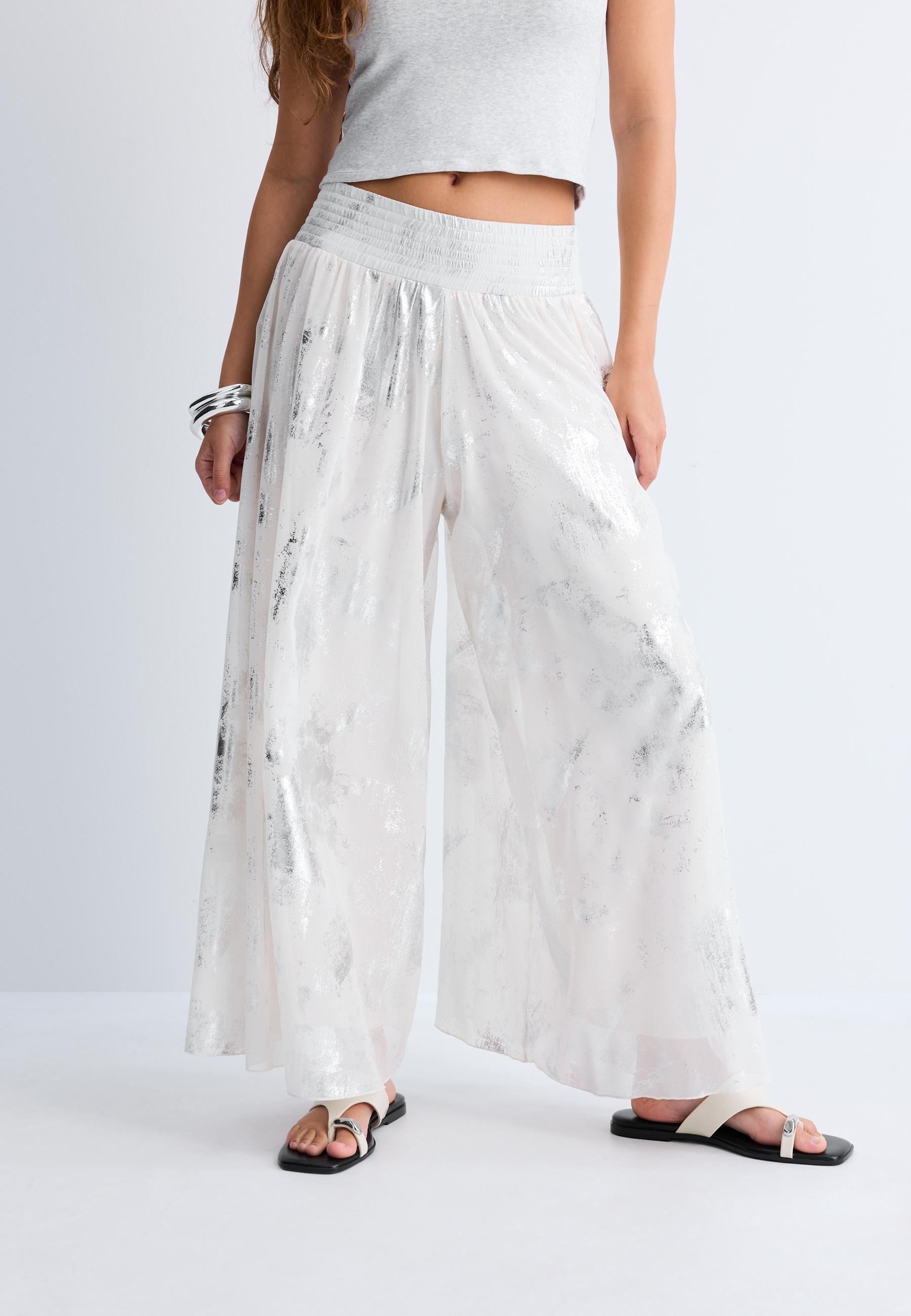Foil culottes — Ecru