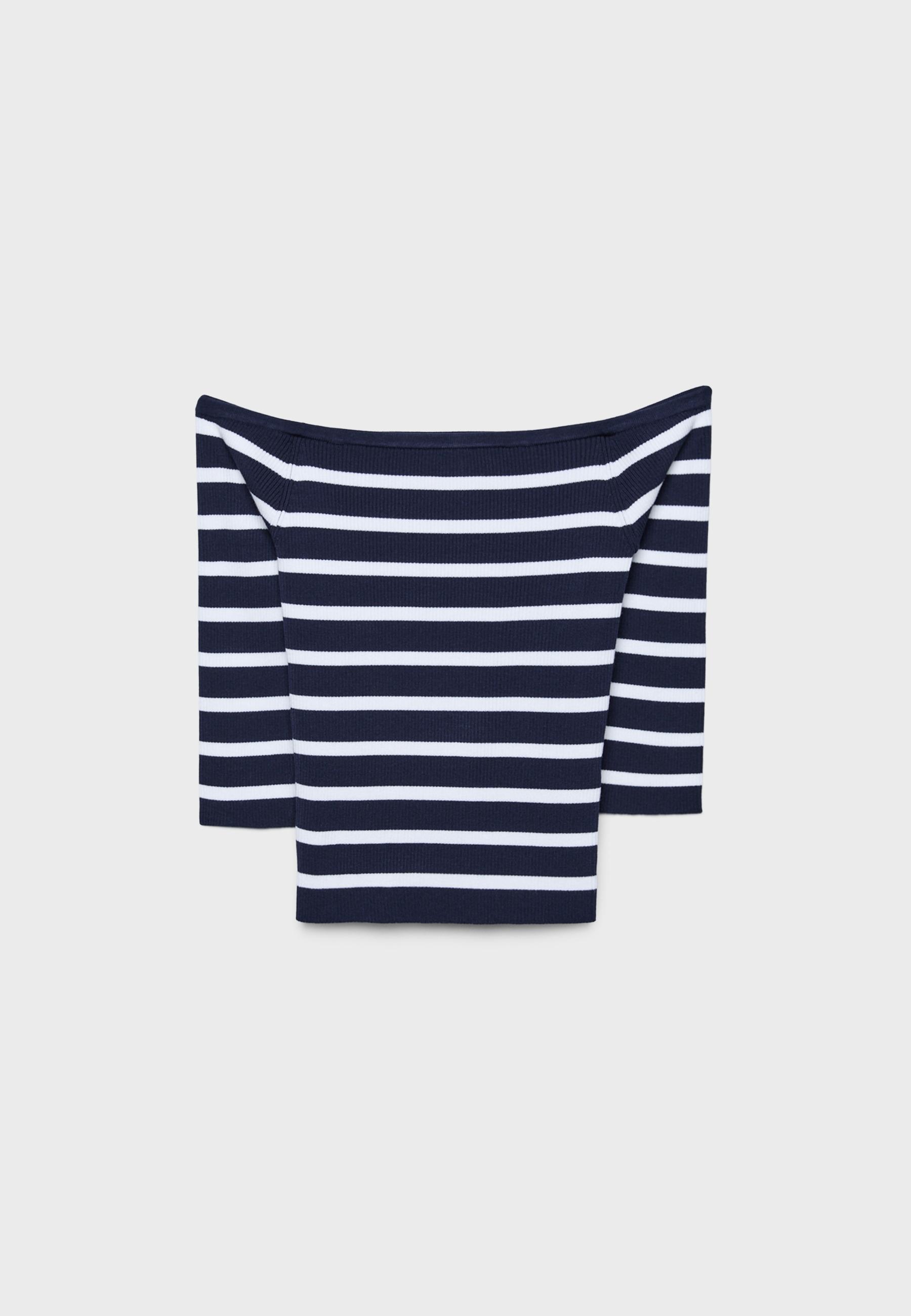 Fitted striped knit jumper — Dark blue